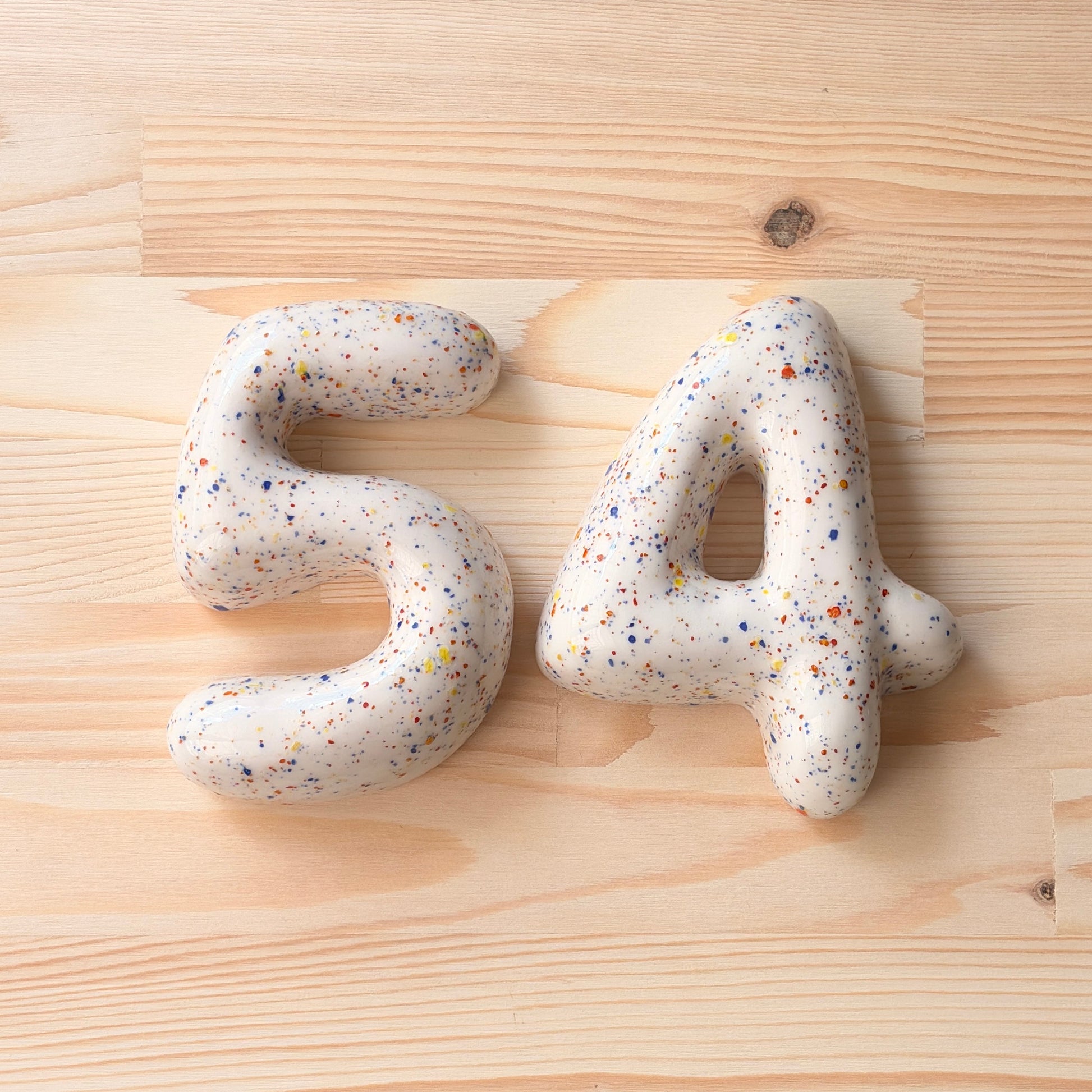 Handmade Ceramic Bubble Number: Colorful Stoneware Clay Wall Decor-4
