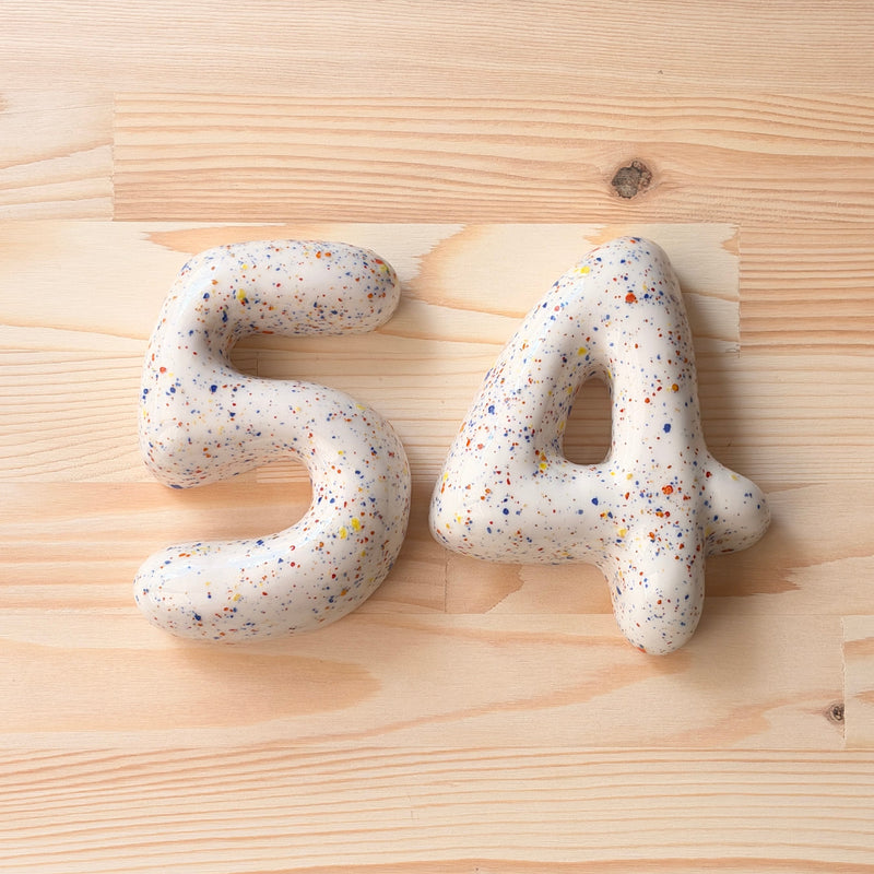 Handmade Ceramic Bubble Number: Colorful Stoneware Clay Wall Decor-zoom-