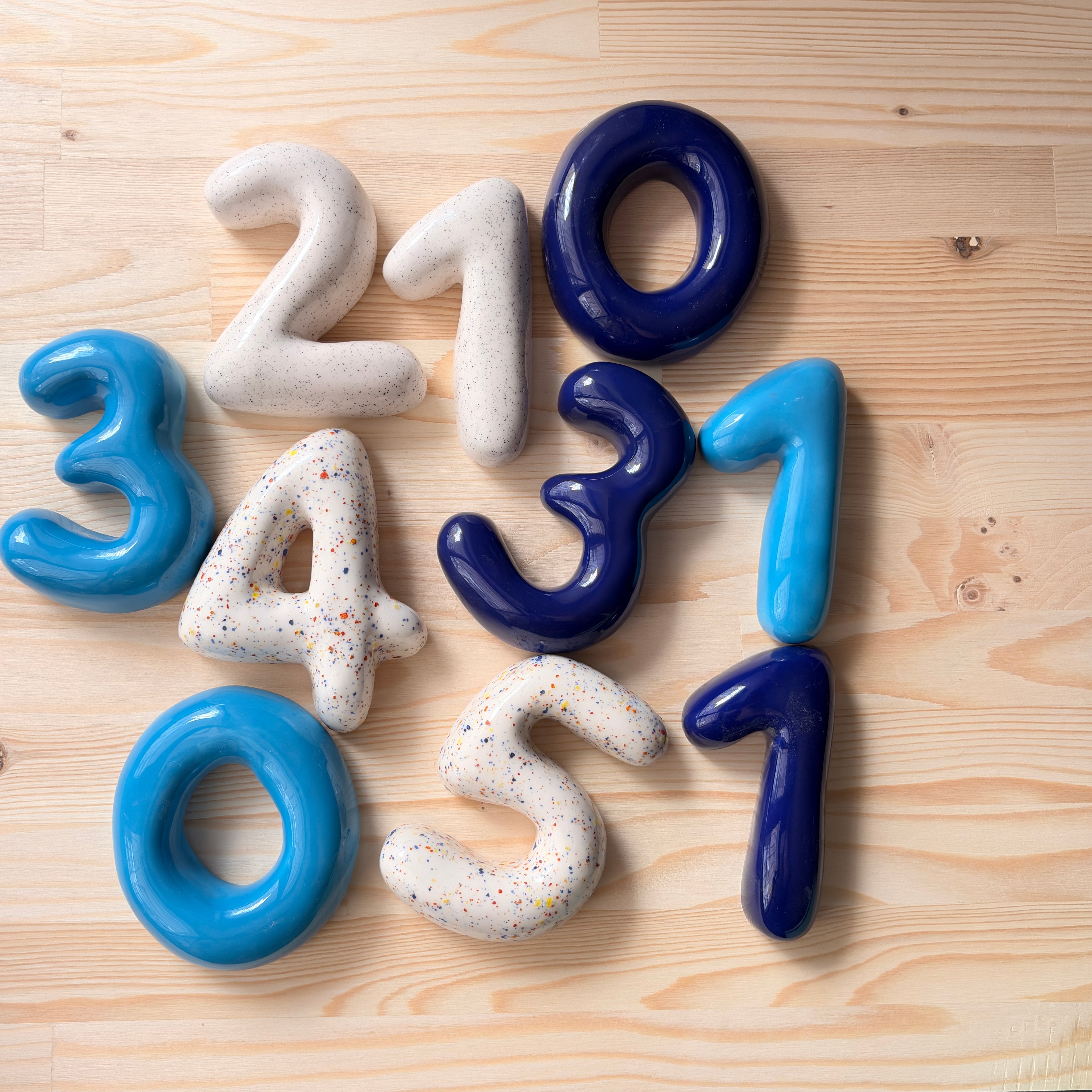Handmade Ceramic Bubble Number: Colorful Stoneware Clay Wall Decor-zoom-2