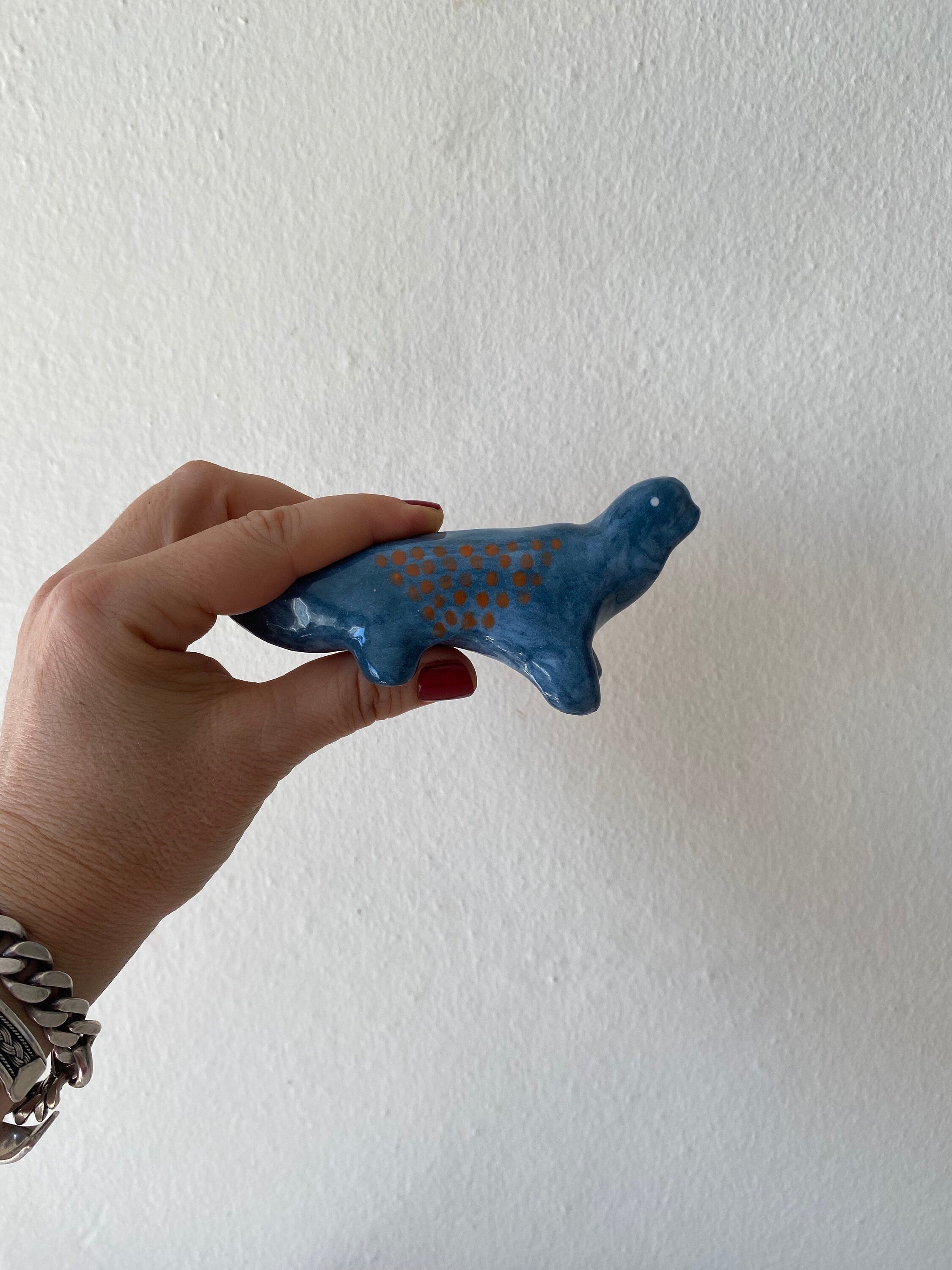 Handmade Ceramic Dinosaur Figurine: Unique Dino Sculpture-zoom-9