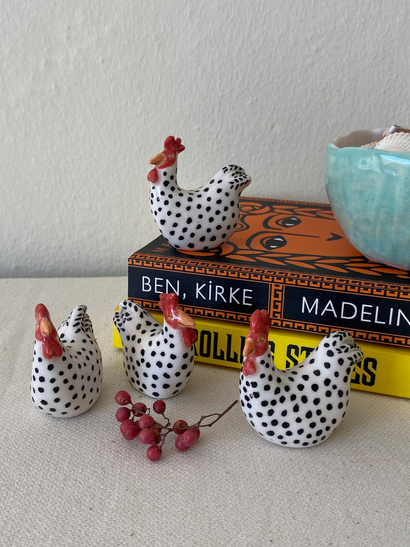 Handmade Ceramic Chicken Figurine: Unique Sculpture Gift-zoom-