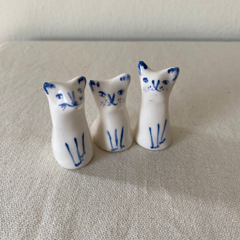 Handmade Ceramic Cat Figurine, Tiny Cat Sculpture, Aquarium Ornament-zoom-