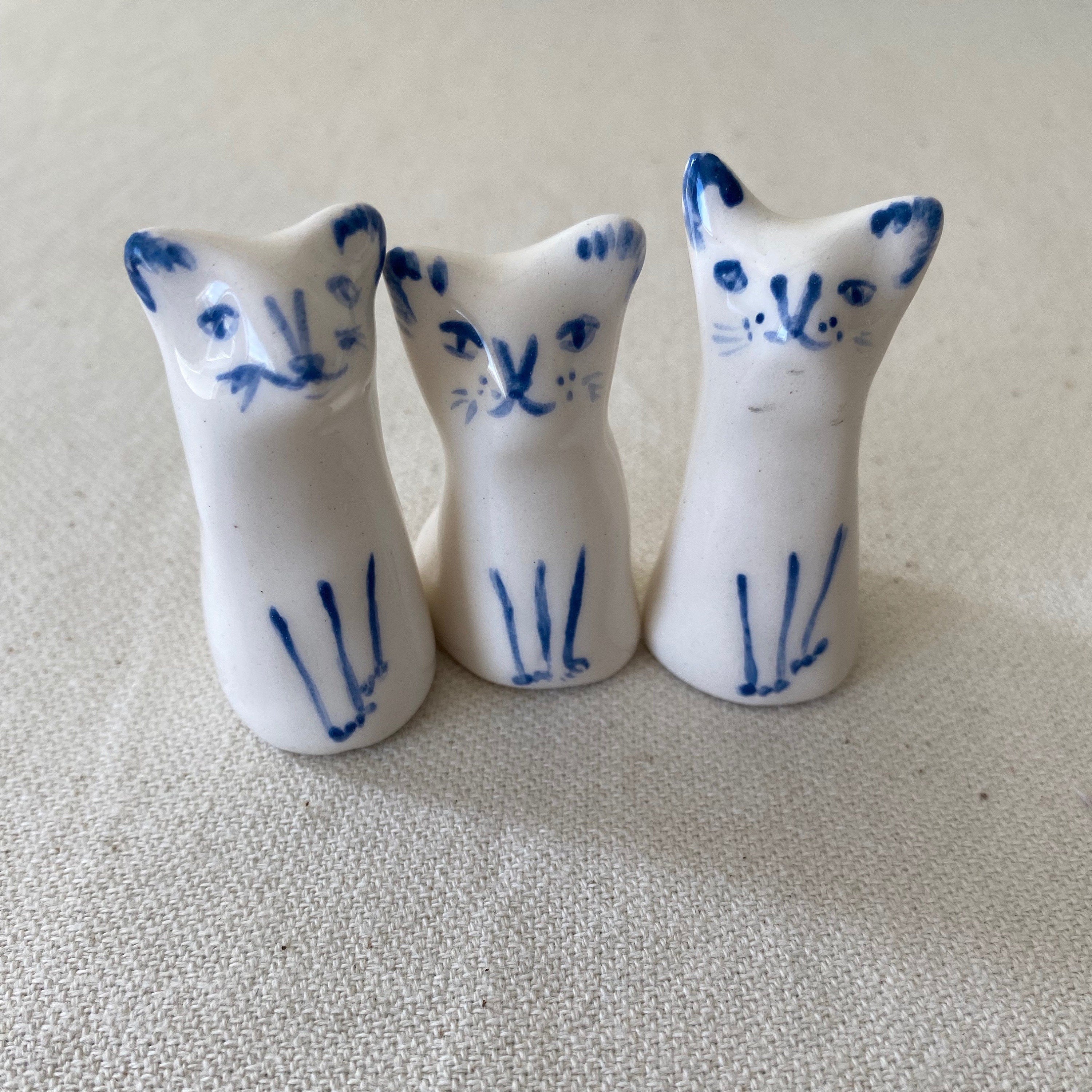 Handmade Ceramic Cat Figurine, Tiny Cat Sculpture, Aquarium Ornament-zoom-5