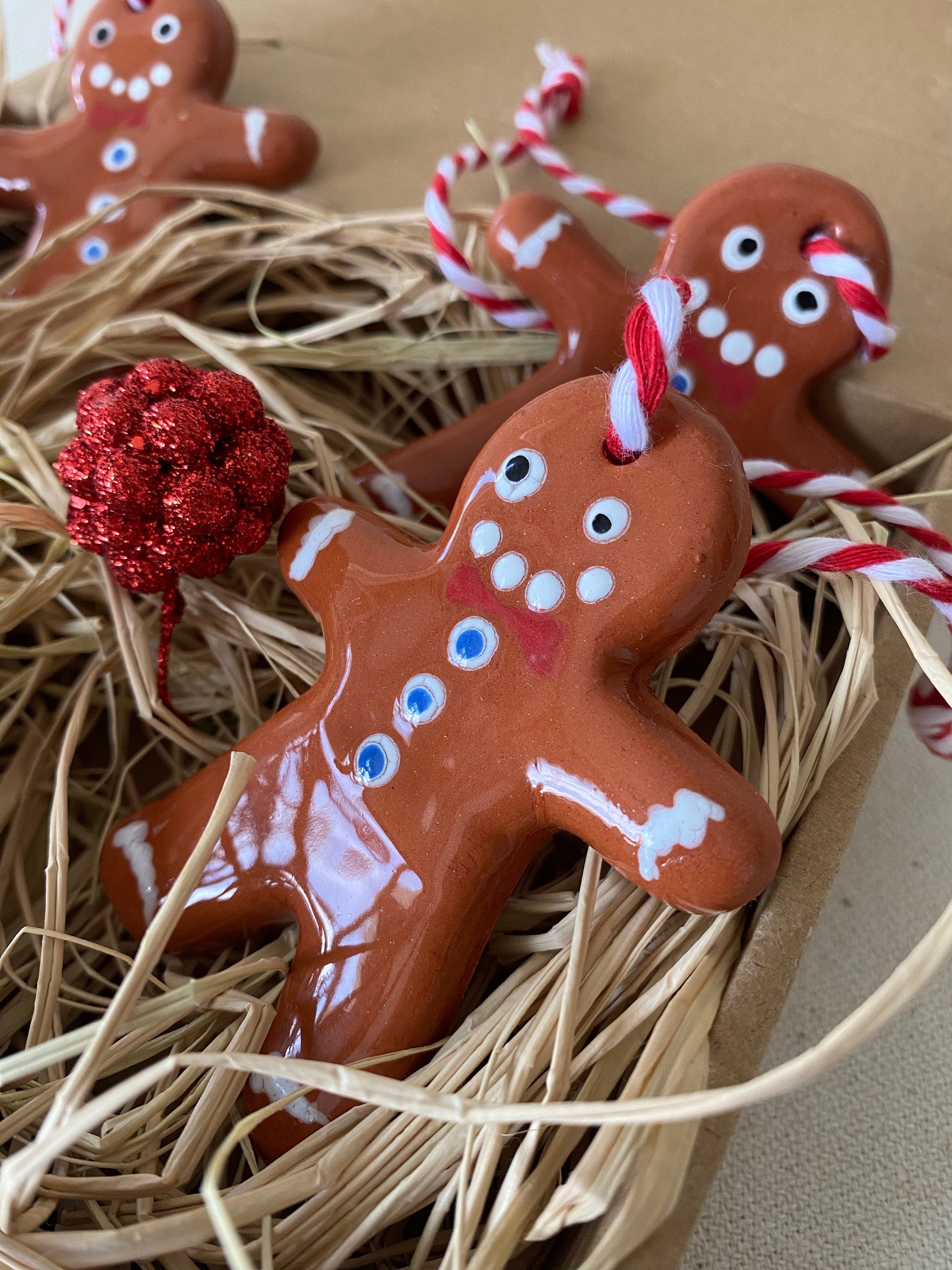 Handmade Ceramic Gingerbread Man Christmas Ornament-zoom-1