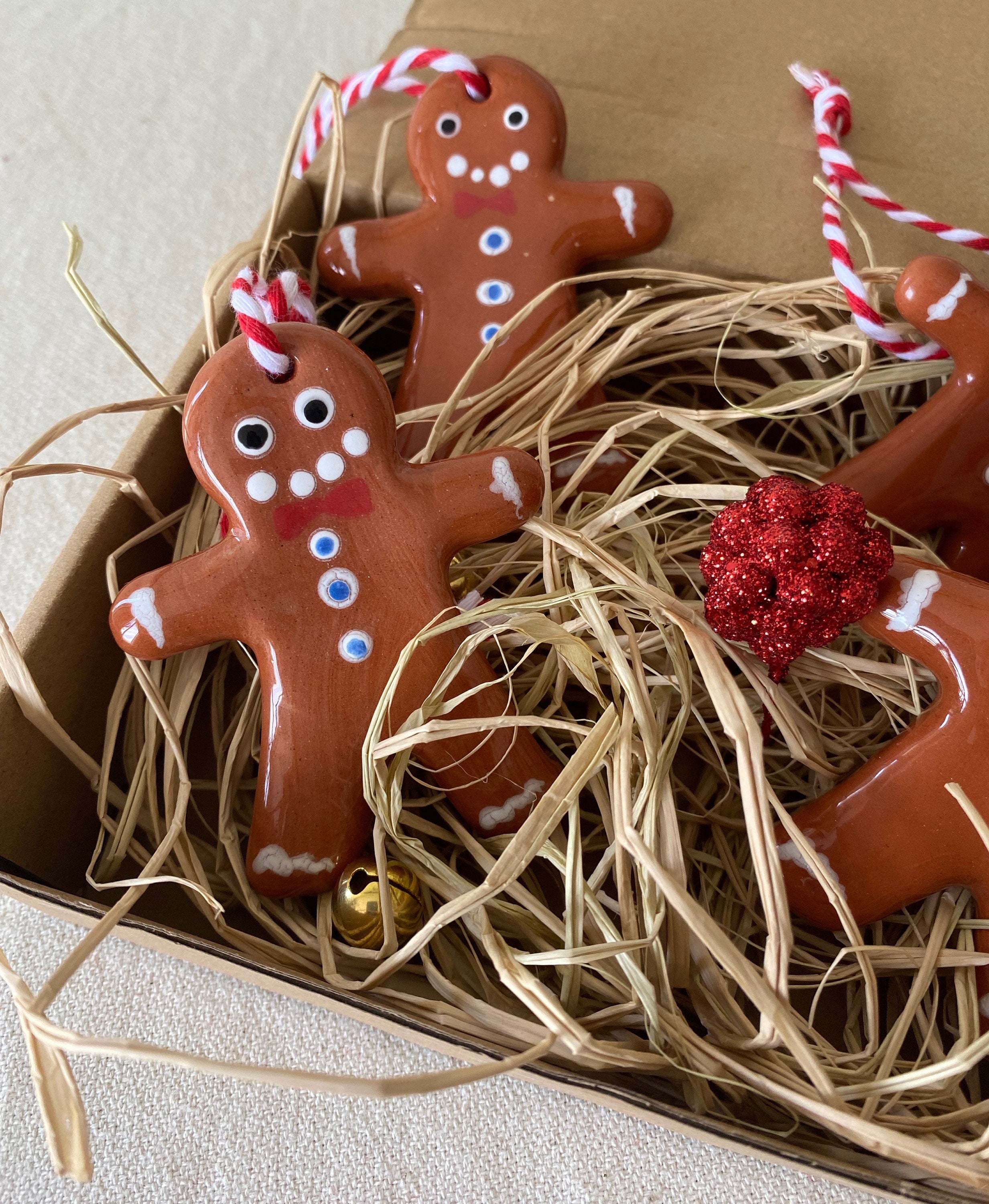 Handmade Ceramic Gingerbread Man Christmas Ornament-zoom-3
