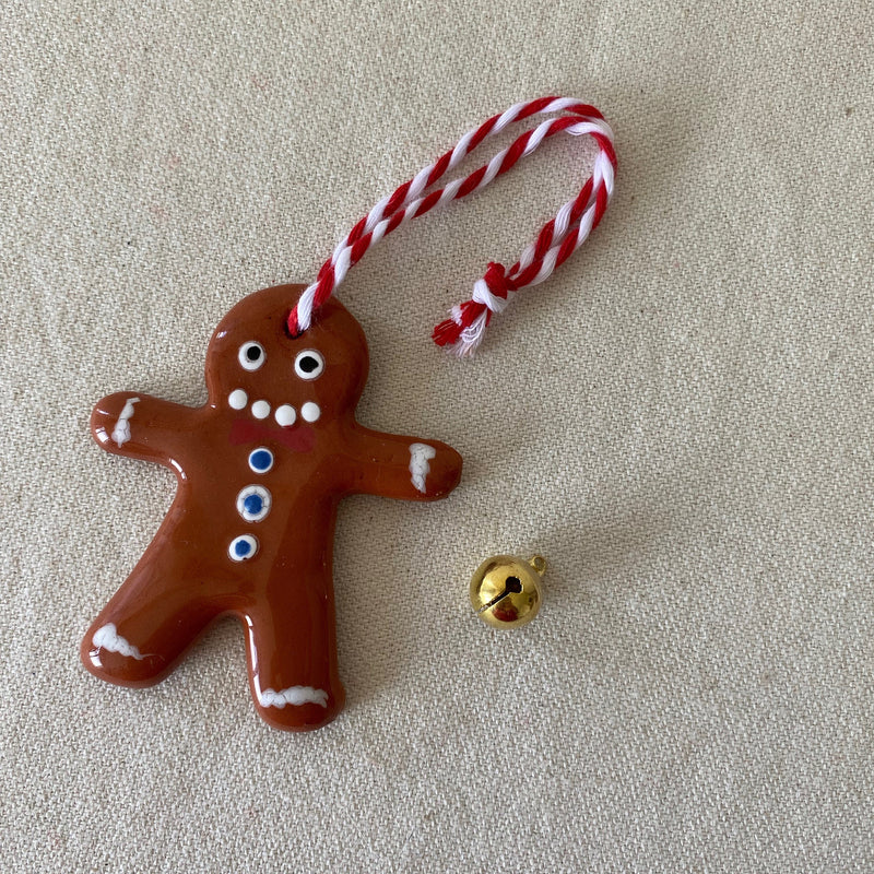Handmade Ceramic Gingerbread Man Christmas Ornament-zoom-