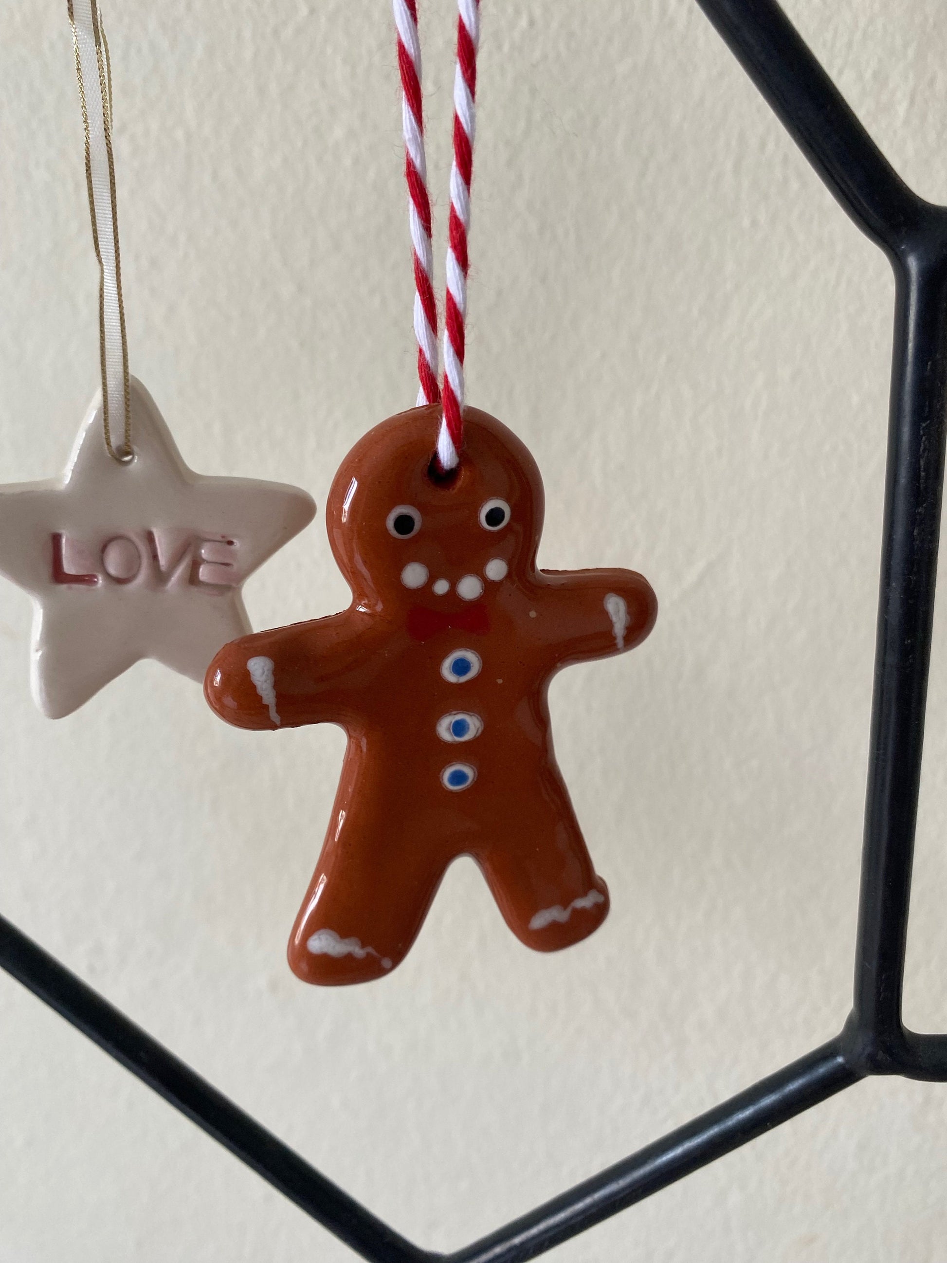 Handmade Ceramic Gingerbread Man Christmas Ornament-8