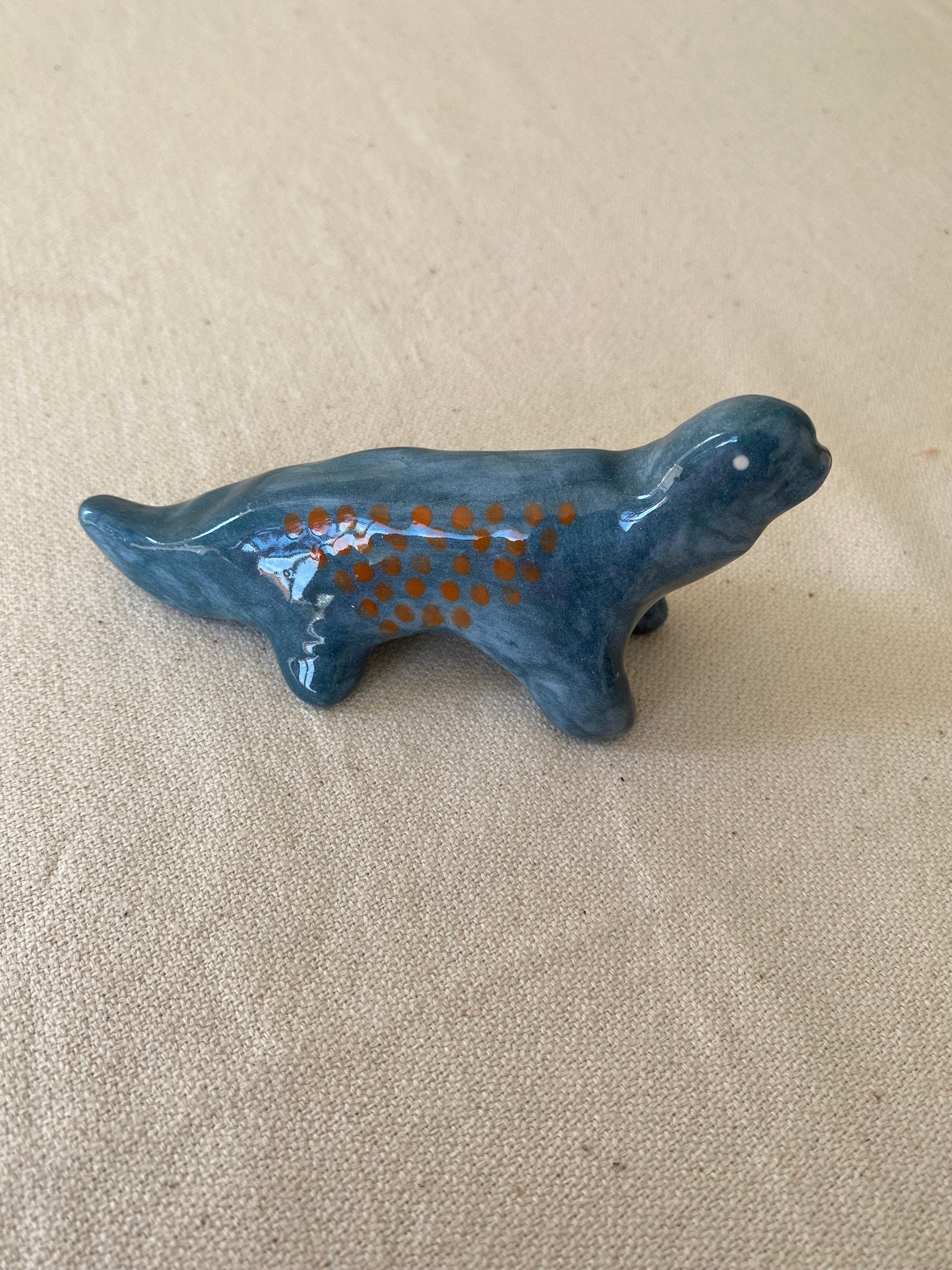 Handmade Ceramic Dinosaur Figurine: Unique Dino Sculpture-zoom-7