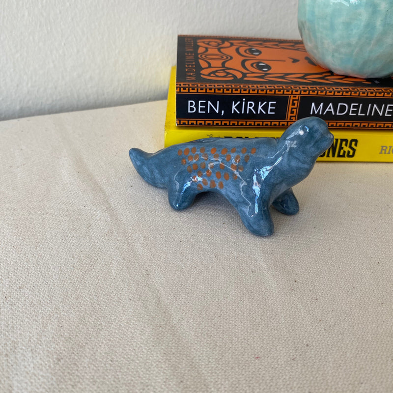 Handmade Ceramic Dinosaur Figurine: Unique Dino Sculpture-zoom-