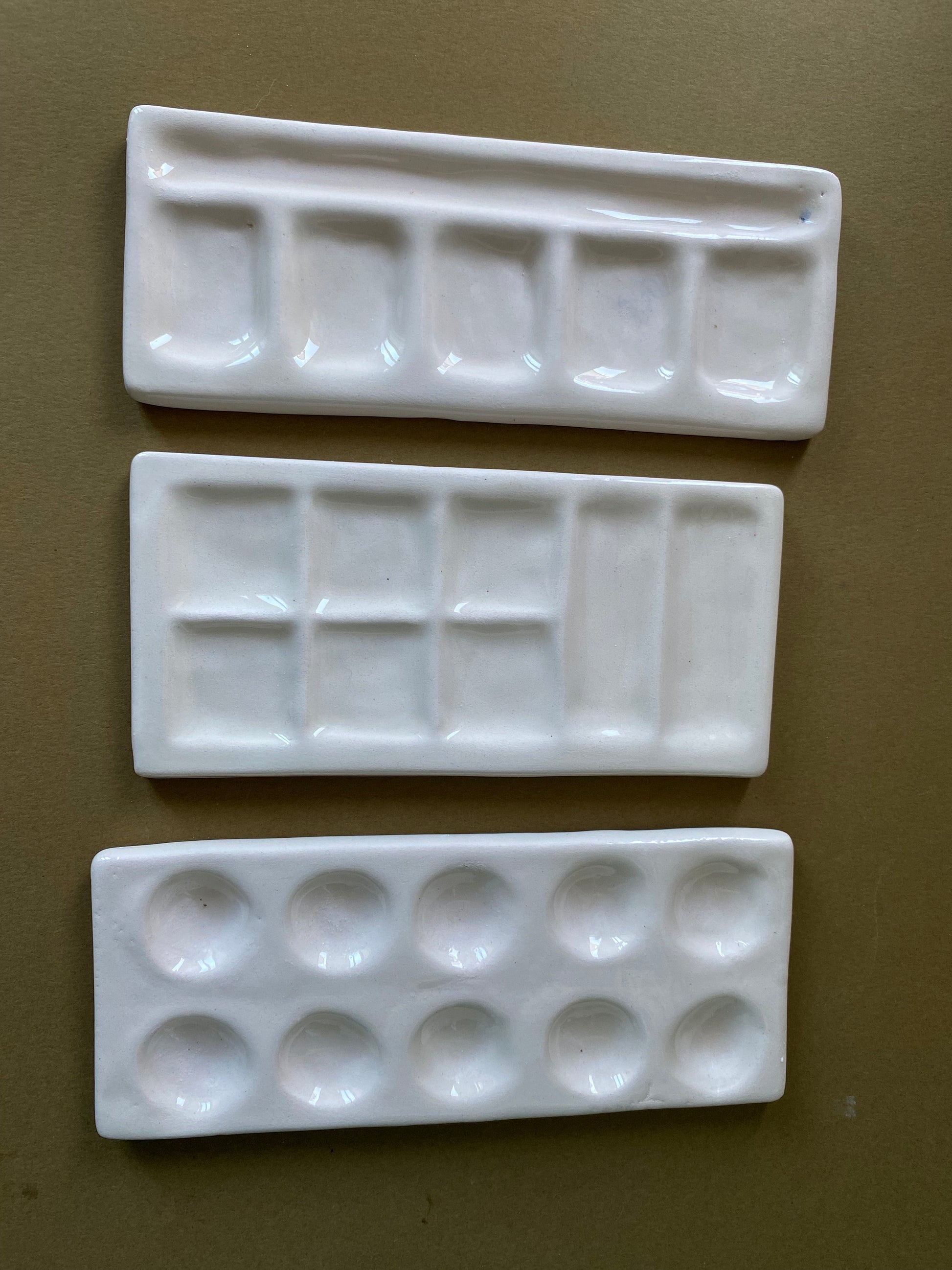 Handmade Ceramic Watercolor Palette with Brush Rest-4