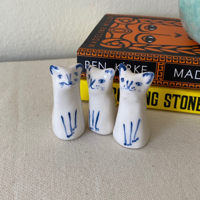 Handmade Ceramic Cat Figurine, Tiny Cat Sculpture, Aquarium Ornament-zoom-