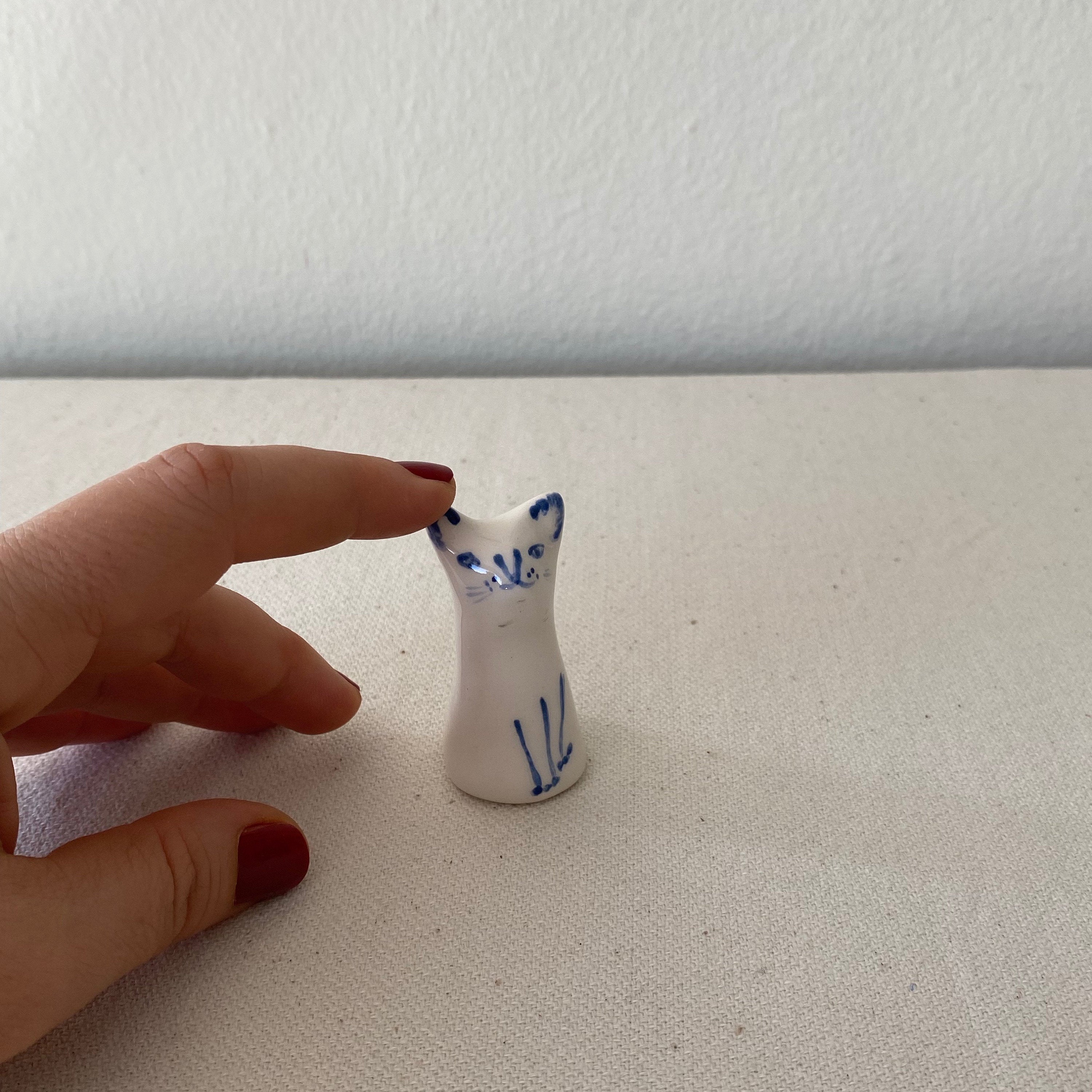 Handmade Ceramic Cat Figurine, Tiny Cat Sculpture, Aquarium Ornament-zoom-3