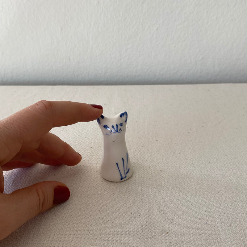 Handmade Ceramic Cat Figurine, Tiny Cat Sculpture, Aquarium Ornament-zoom-