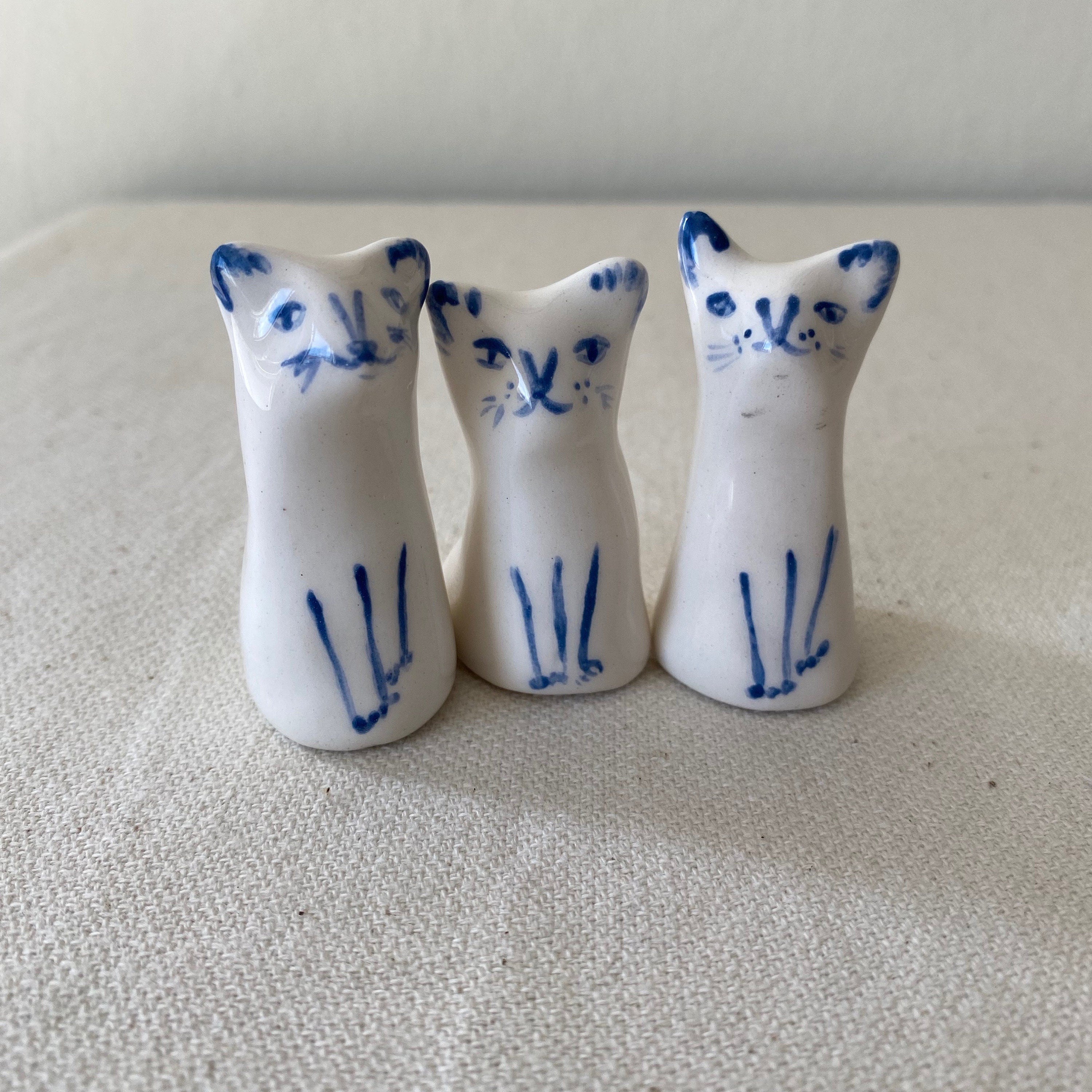 Handmade Ceramic Cat Figurine, Tiny Cat Sculpture, Aquarium Ornament