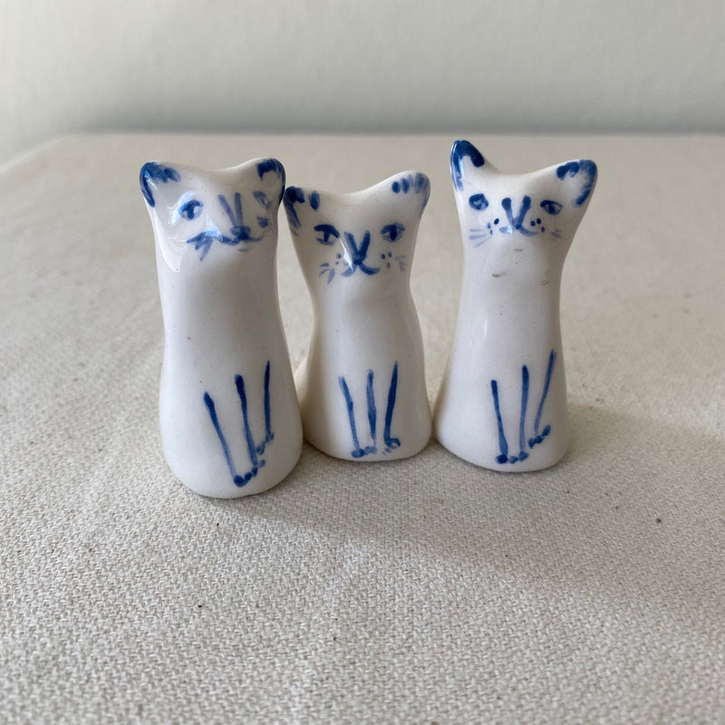 Handmade Ceramic Cat Figurine, Tiny Cat Sculpture, Aquarium Ornament-zoom-