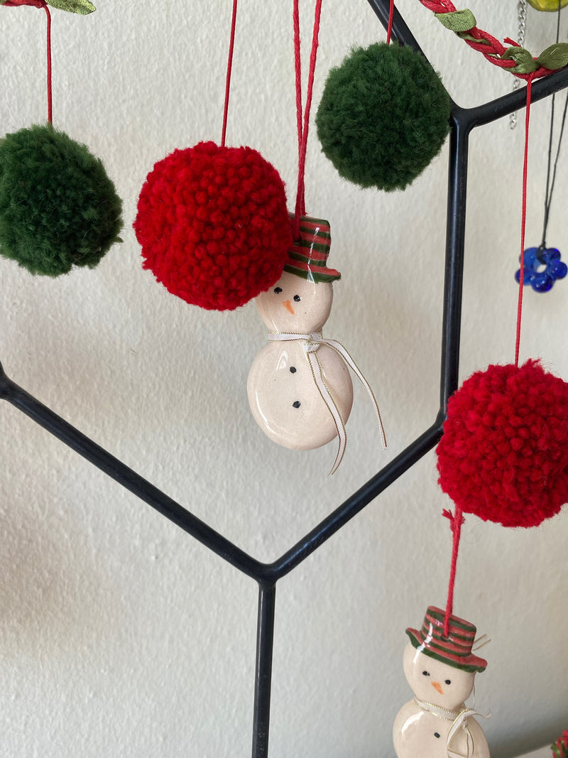 Handmade Ceramic Christmas Ornaments: Snowman, Gingerbread, Star, Set of 4-zoom-