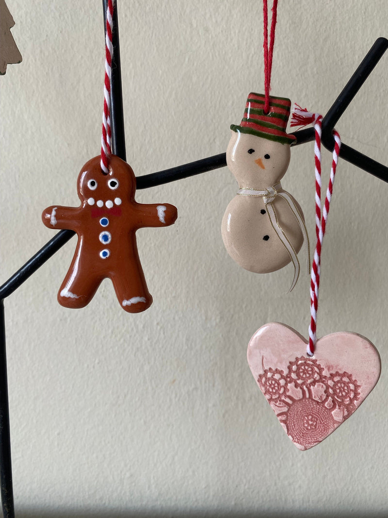 Handmade Ceramic Gingerbread Man Christmas Ornament-zoom-