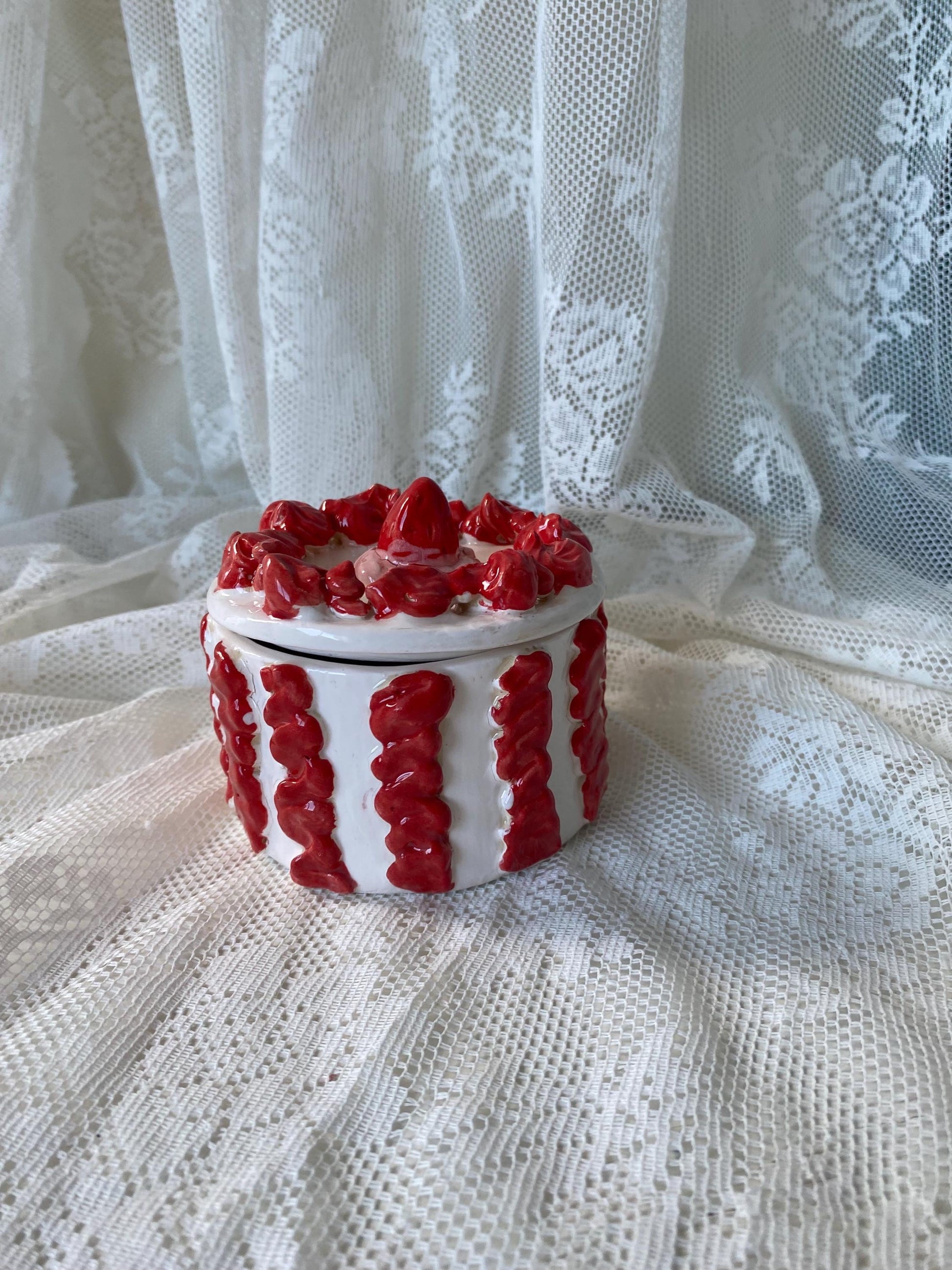 Handmade Ceramic Birthday Cake Jewelry Box, Unique Gift-7
