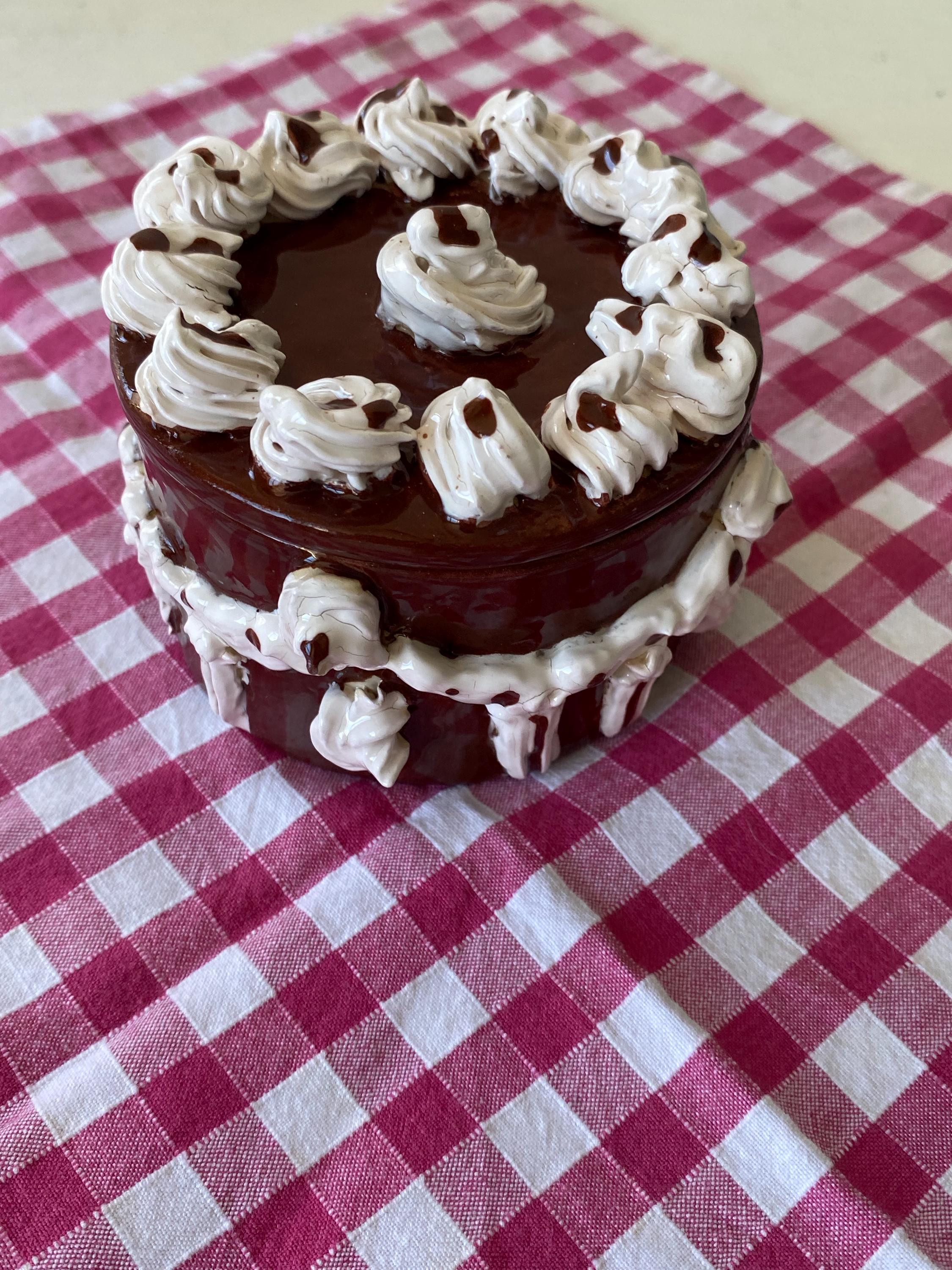 Handmade Ceramic Birthday Cake Jewelry Box, Chocolate Gift