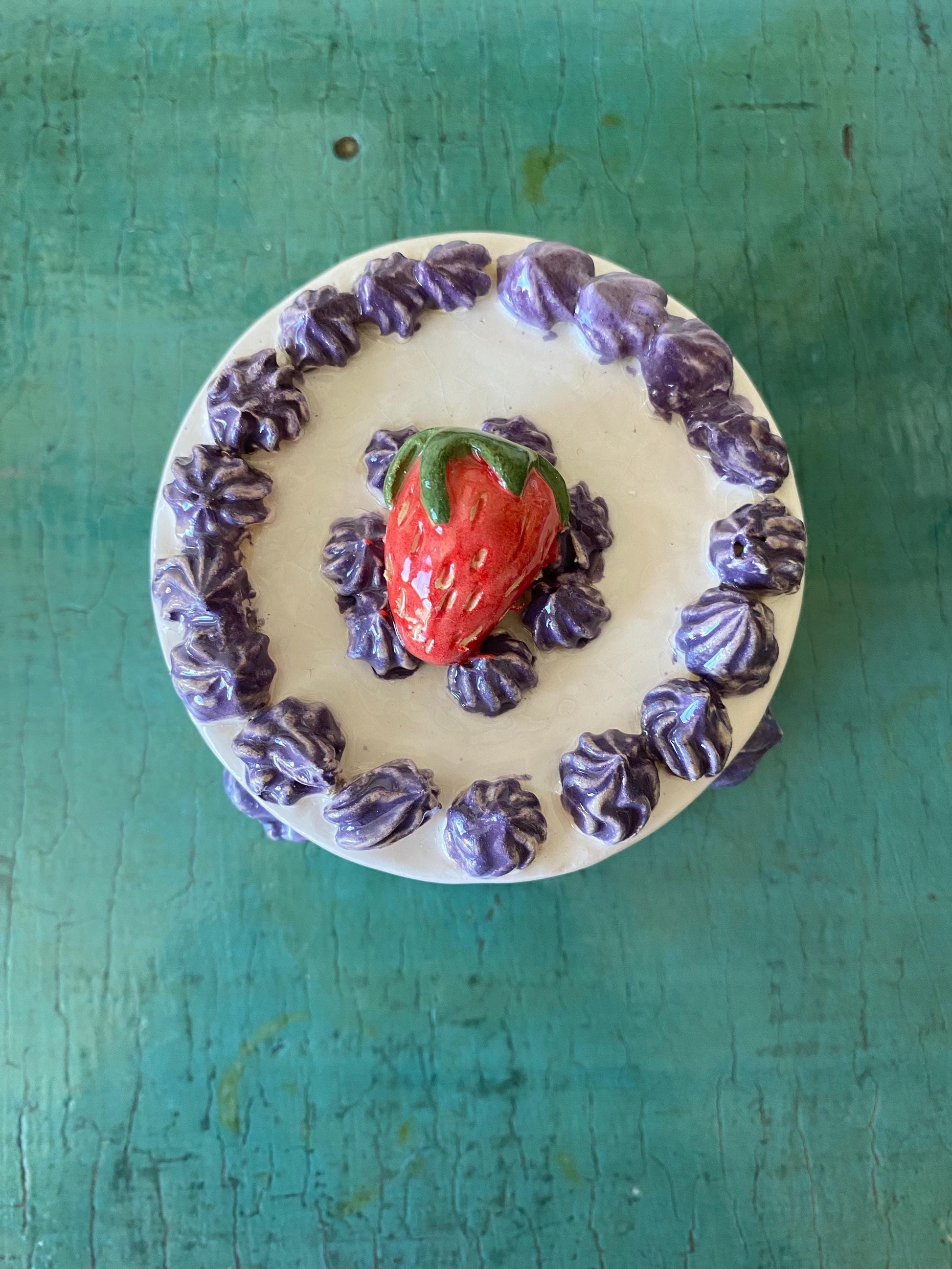 Handmade Ceramic Birthday Cake Jewelry Box, Unique Gift-4
