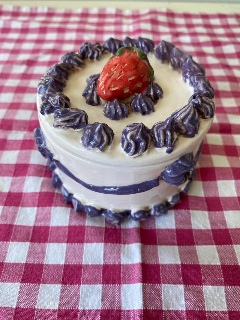 Handmade Ceramic Birthday Cake Jewelry Box, Unique Gift-zoom-
