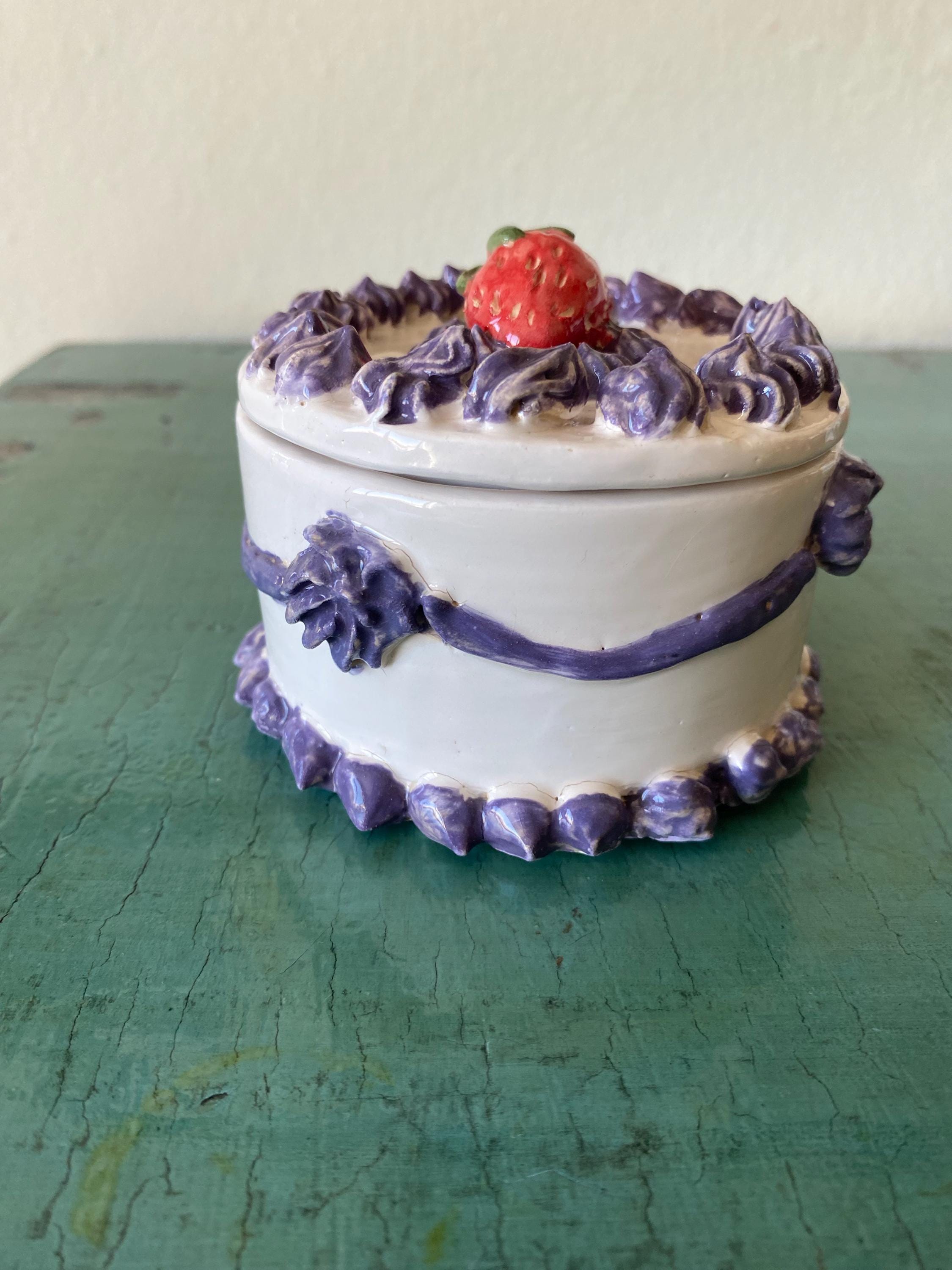 Handmade Ceramic Birthday Cake Jewelry Box, Unique Gift-zoom-8