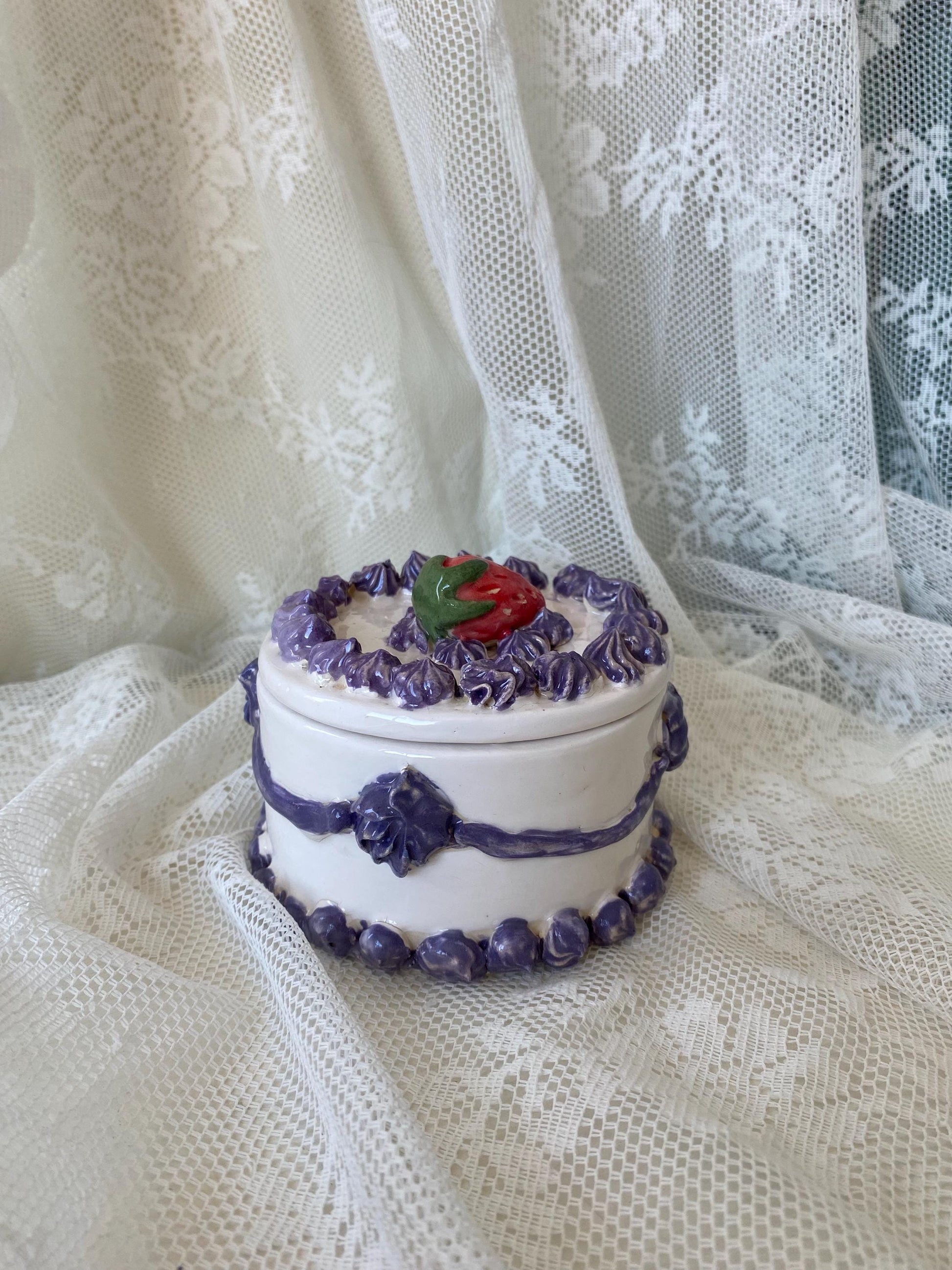 Handmade Ceramic Birthday Cake Jewelry Box, Unique Gift-10