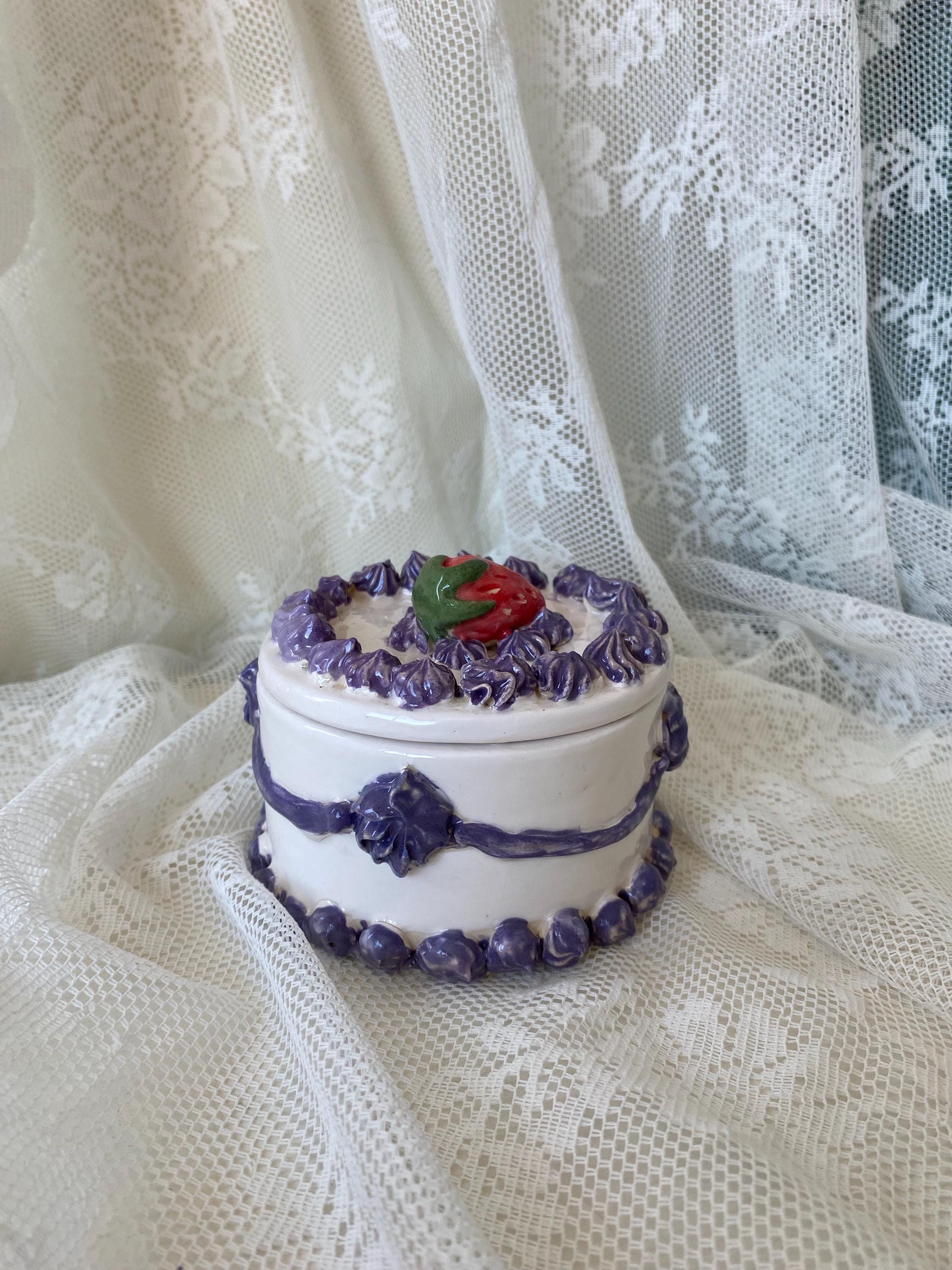 Handmade Ceramic Birthday Cake Jewelry Box, Unique Gift-zoom-10