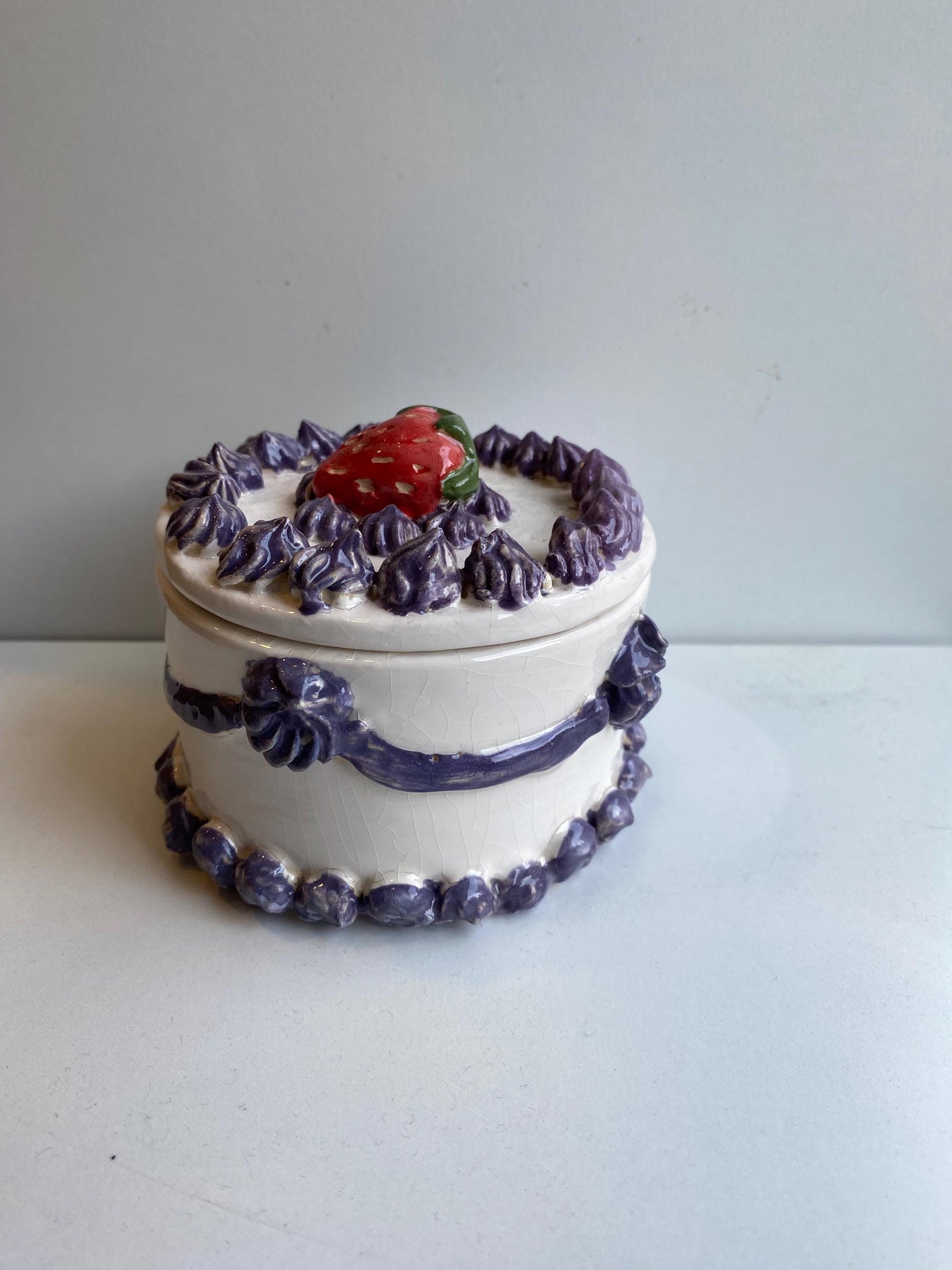 Handmade Ceramic Birthday Cake Jewelry Box, Unique Gift-3