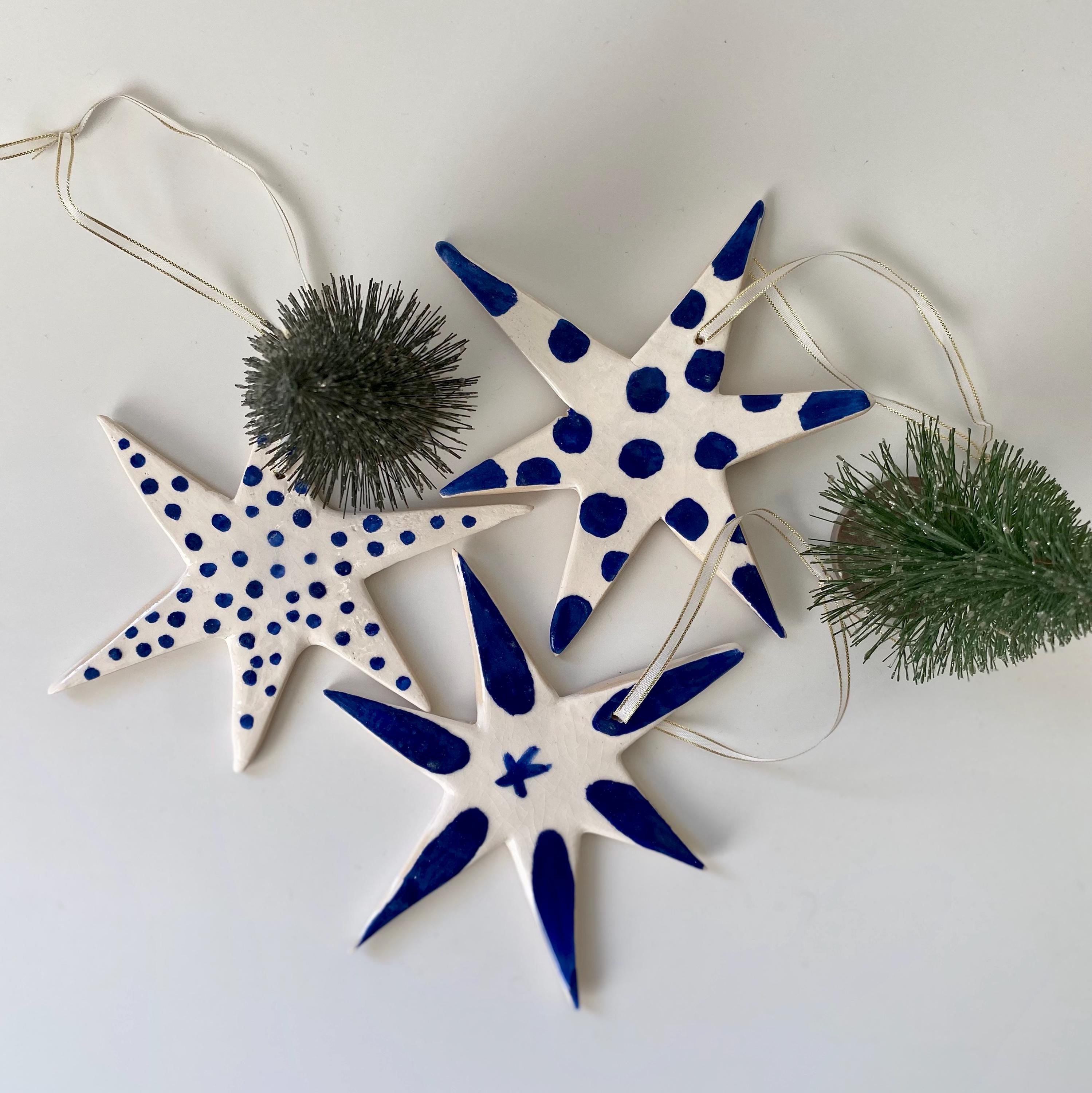 Handmade Ceramic Star Ornament: Pottery Christmas Tree Decoration-zoom-4