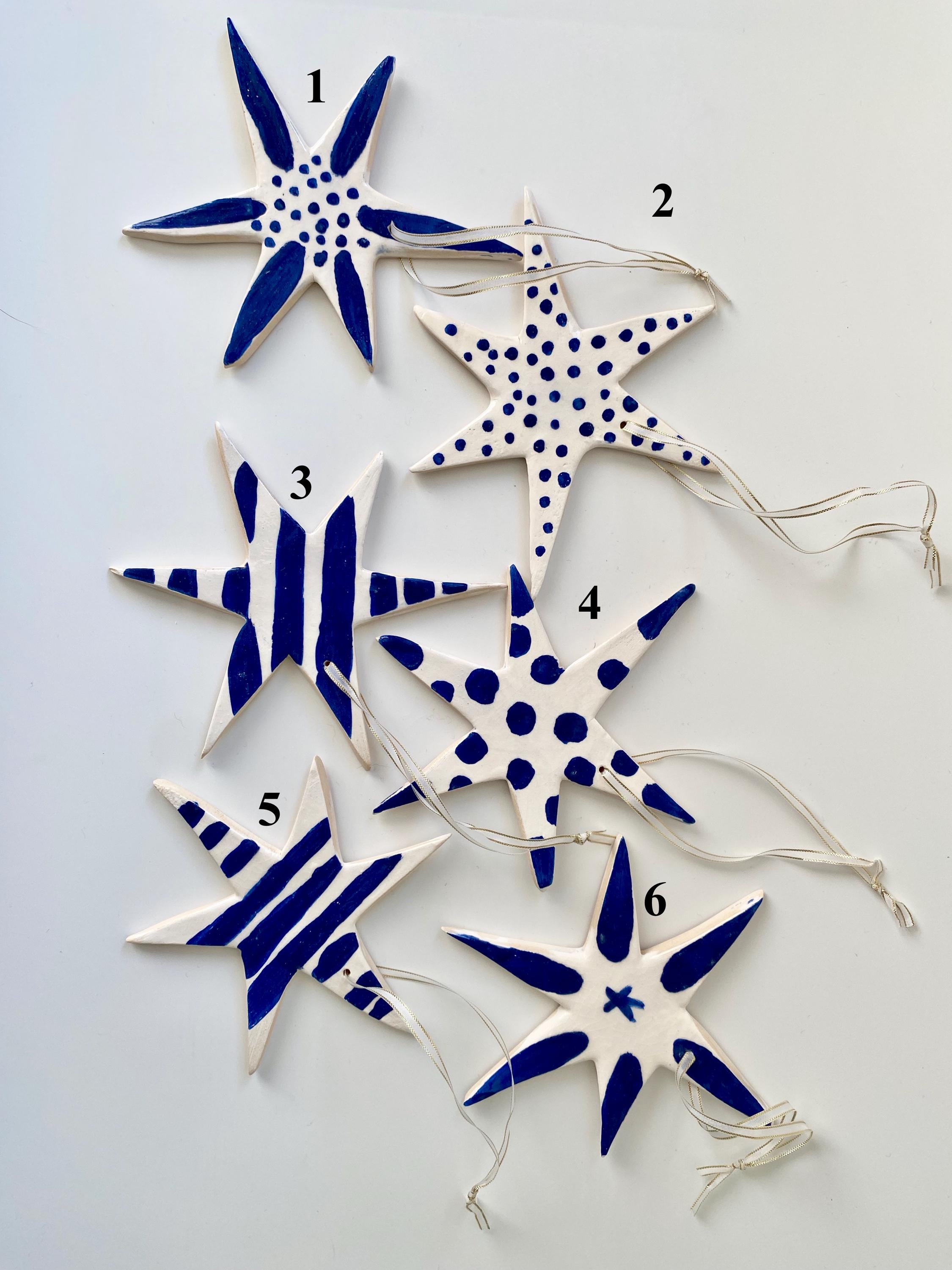 Handmade Ceramic Star Ornament: Pottery Christmas Tree Decoration-zoom-2