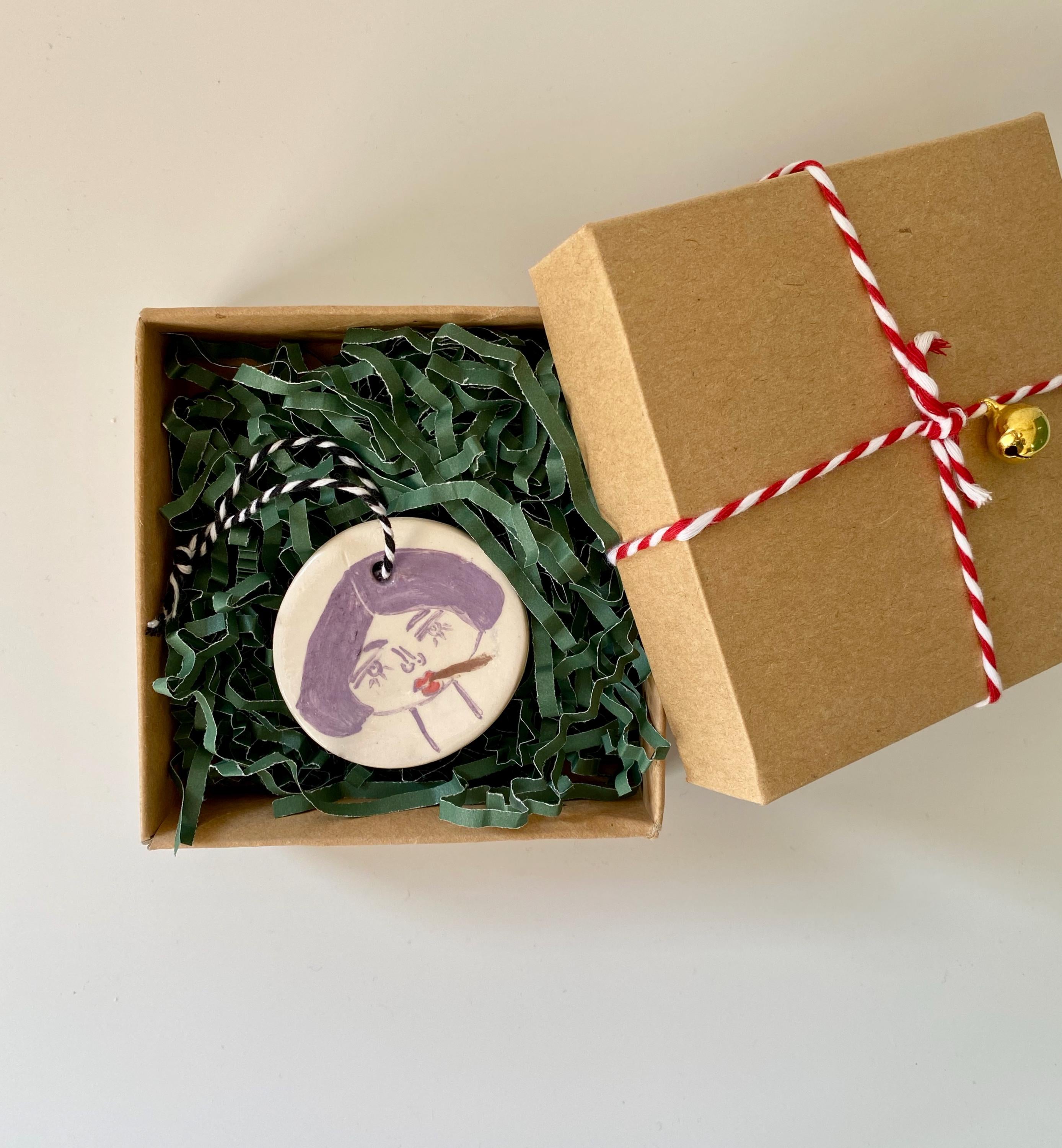 Ceramic feminist Ornament-Handmade Pottery Christmas Decoration-Christmas tree woman ornament gift-zoom-4