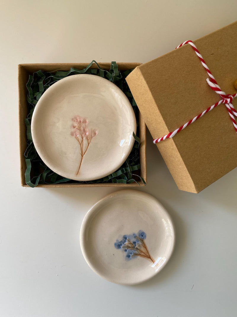 Handmade Ceramic Jewellery Dish with floral impression-zoom-