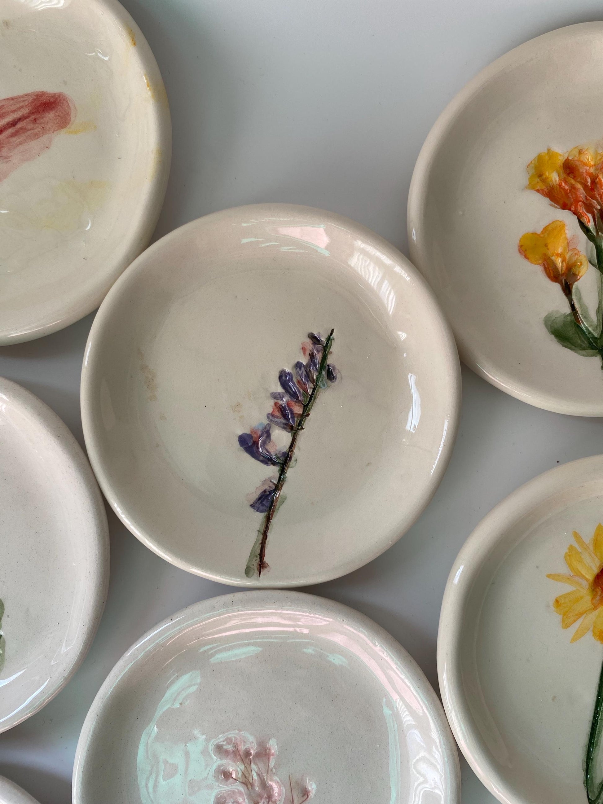 Handmade Ceramic Jewellery Dish with floral impression-9