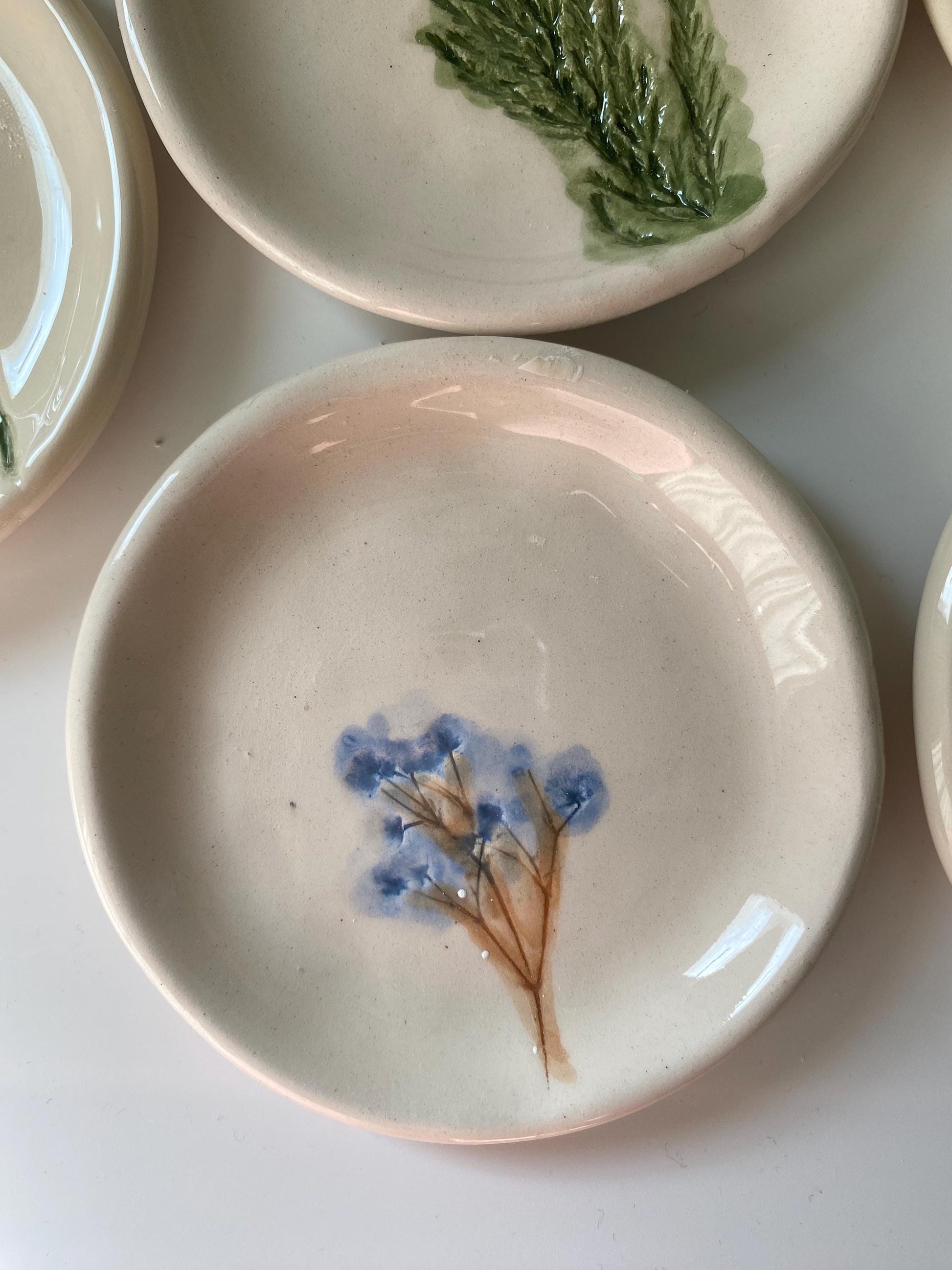 Handmade Ceramic Jewellery Dish with floral impression-10