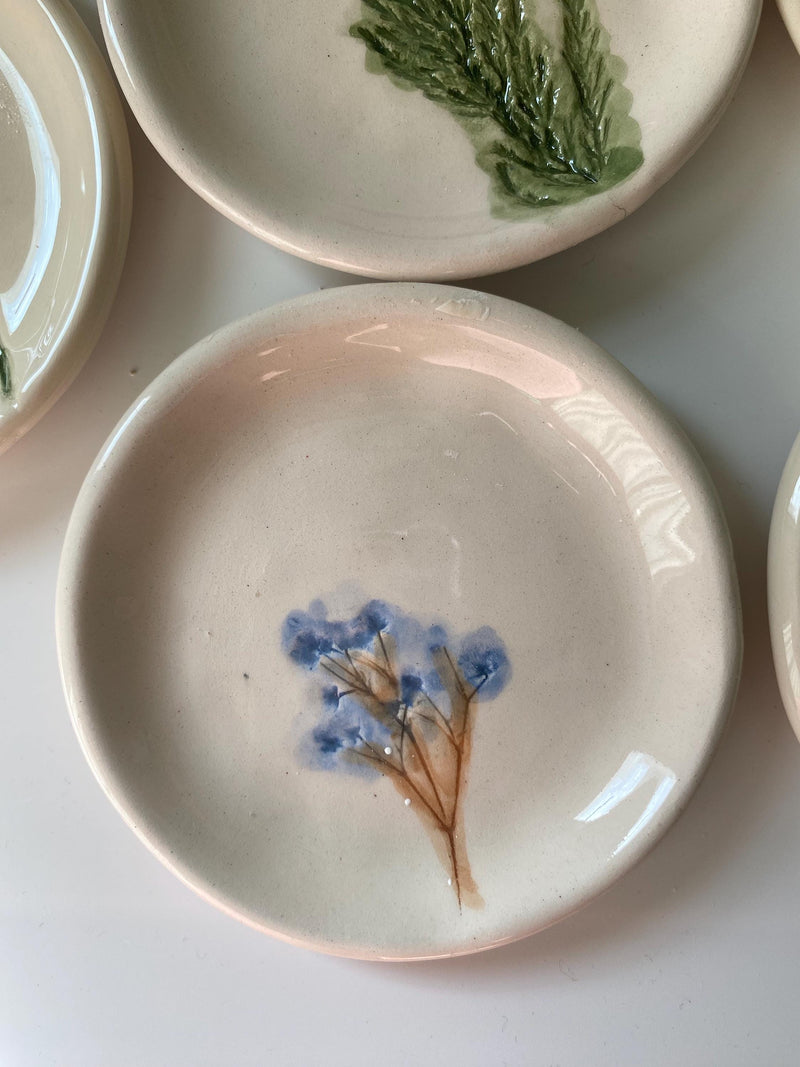 Handmade Ceramic Jewellery Dish with floral impression-zoom-