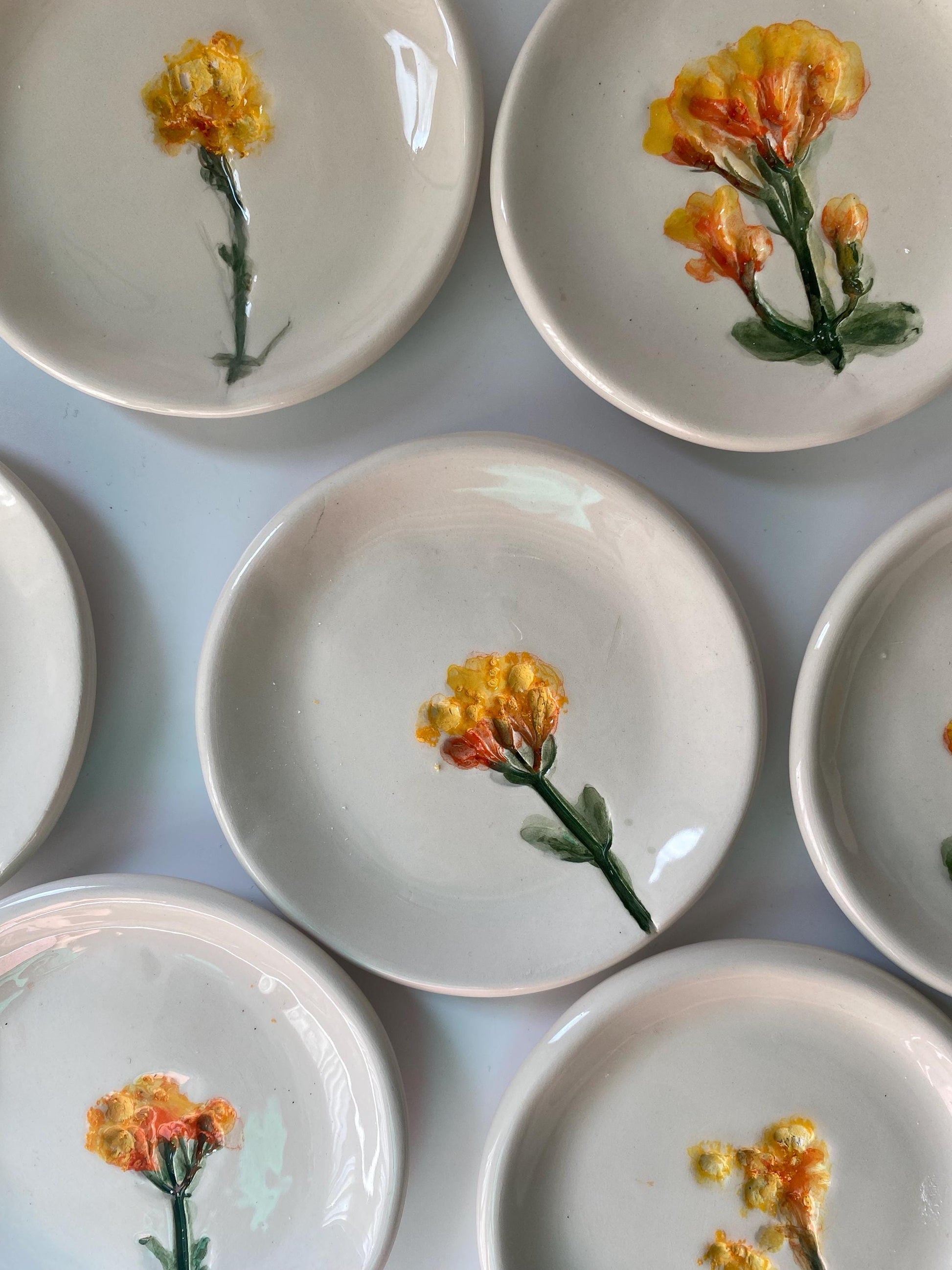 Handmade Ceramic Jewellery Dish with floral impression-3
