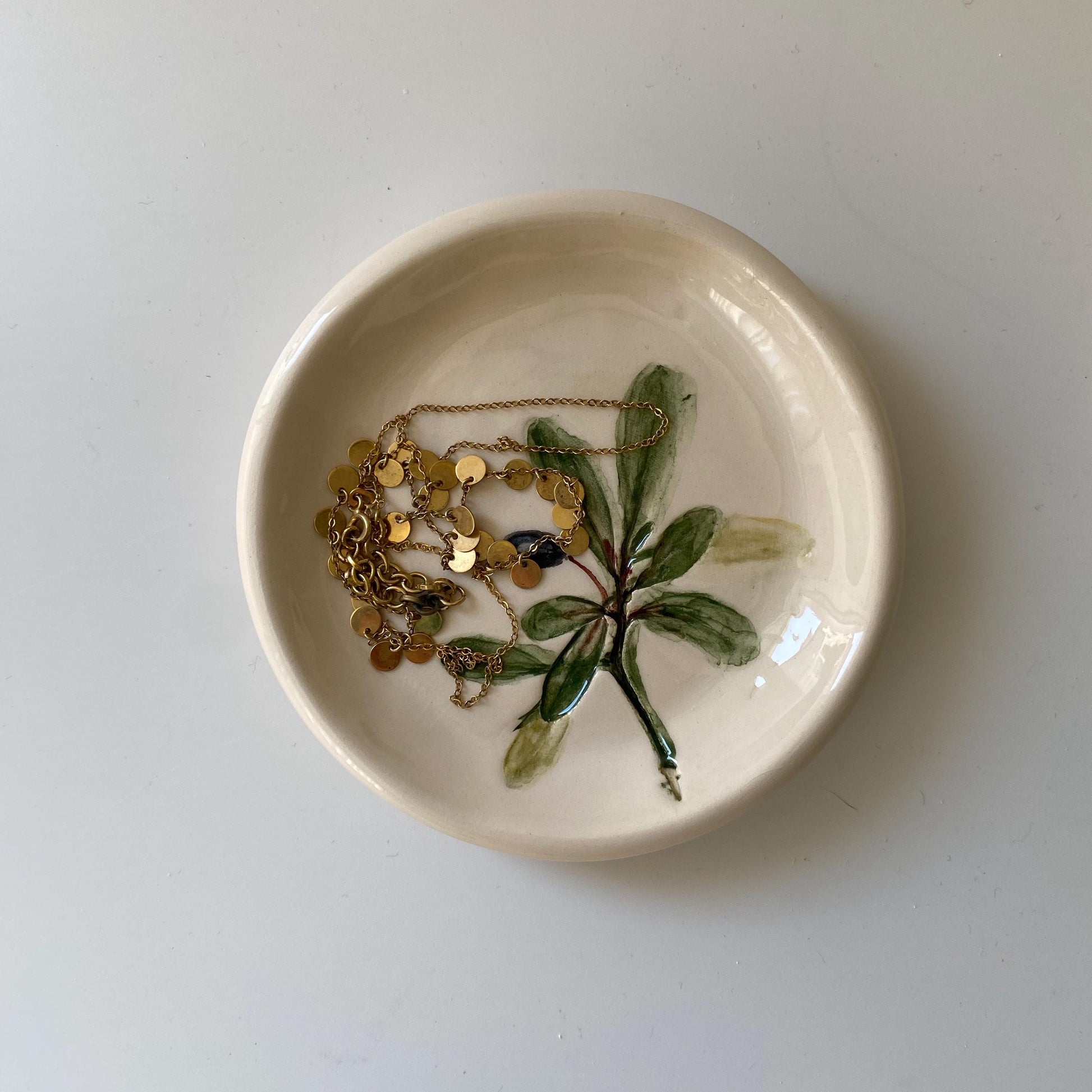 Handmade Ceramic Jewellery Dish with floral impression-3
