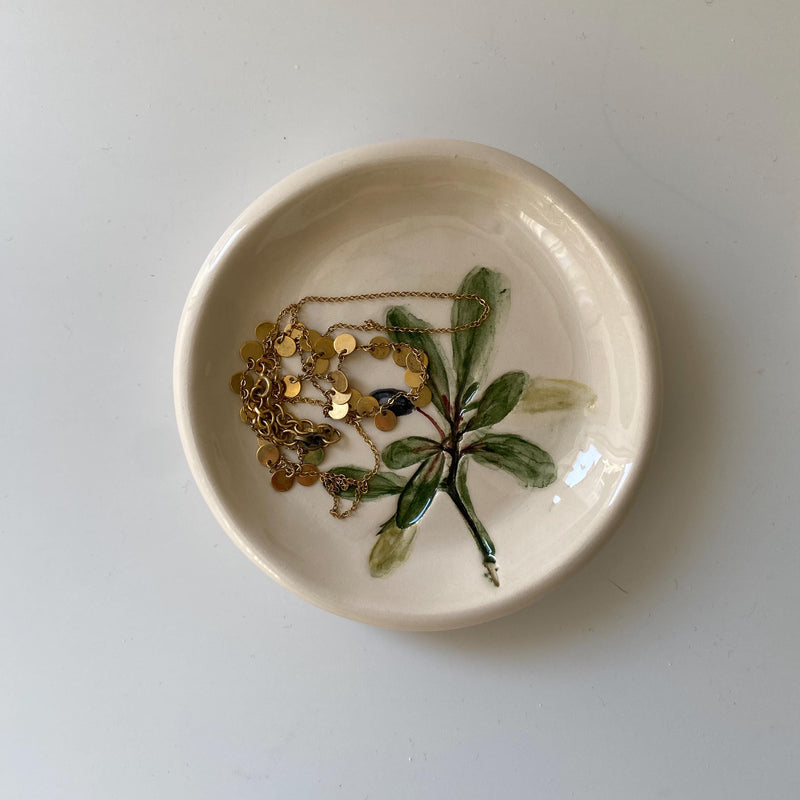 Handmade Ceramic Jewellery Dish with floral impression-zoom-