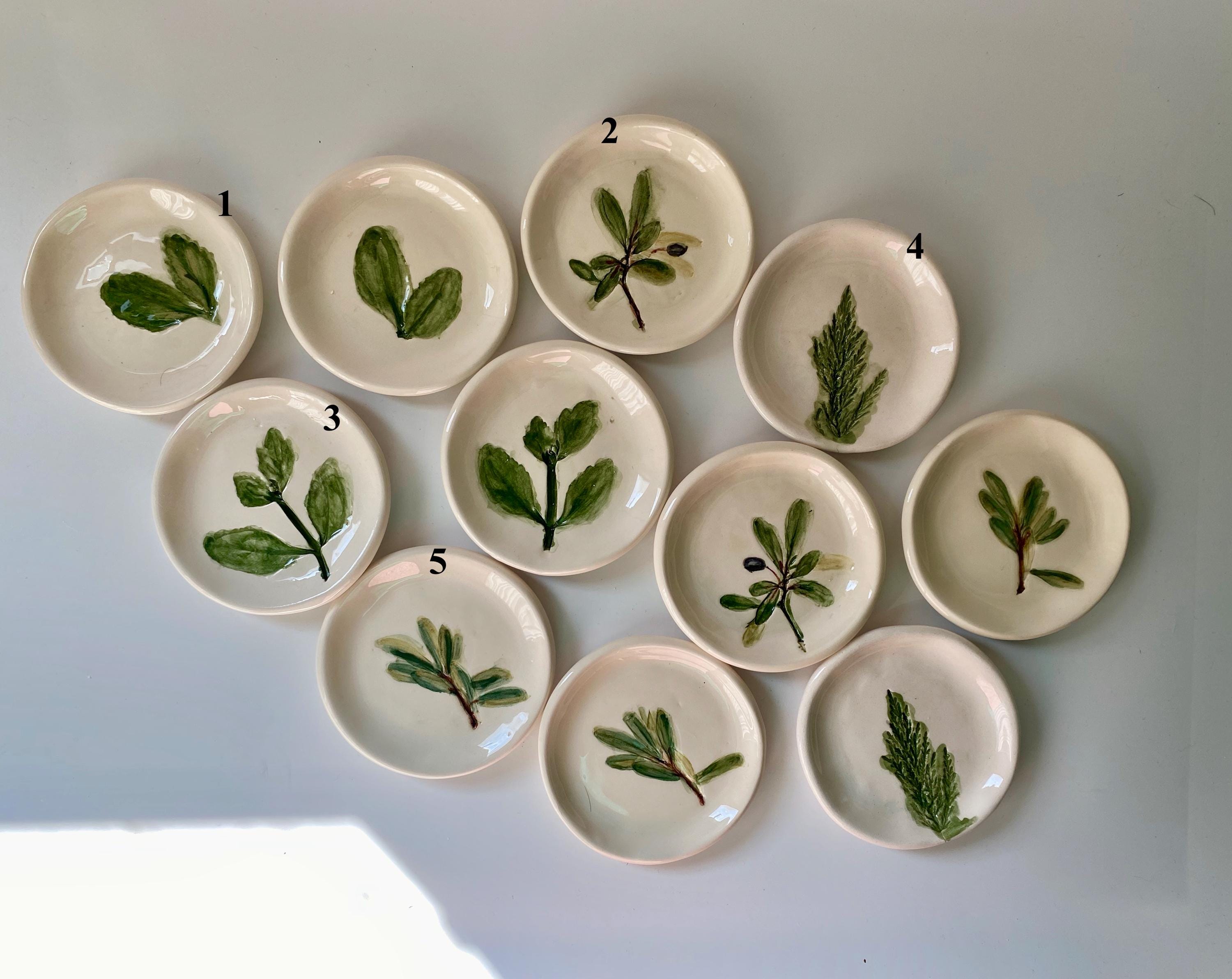Handmade Ceramic Jewellery Dish with floral impression