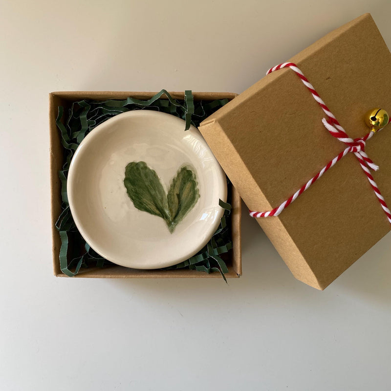 Handmade Ceramic Jewellery Dish with floral impression-zoom-