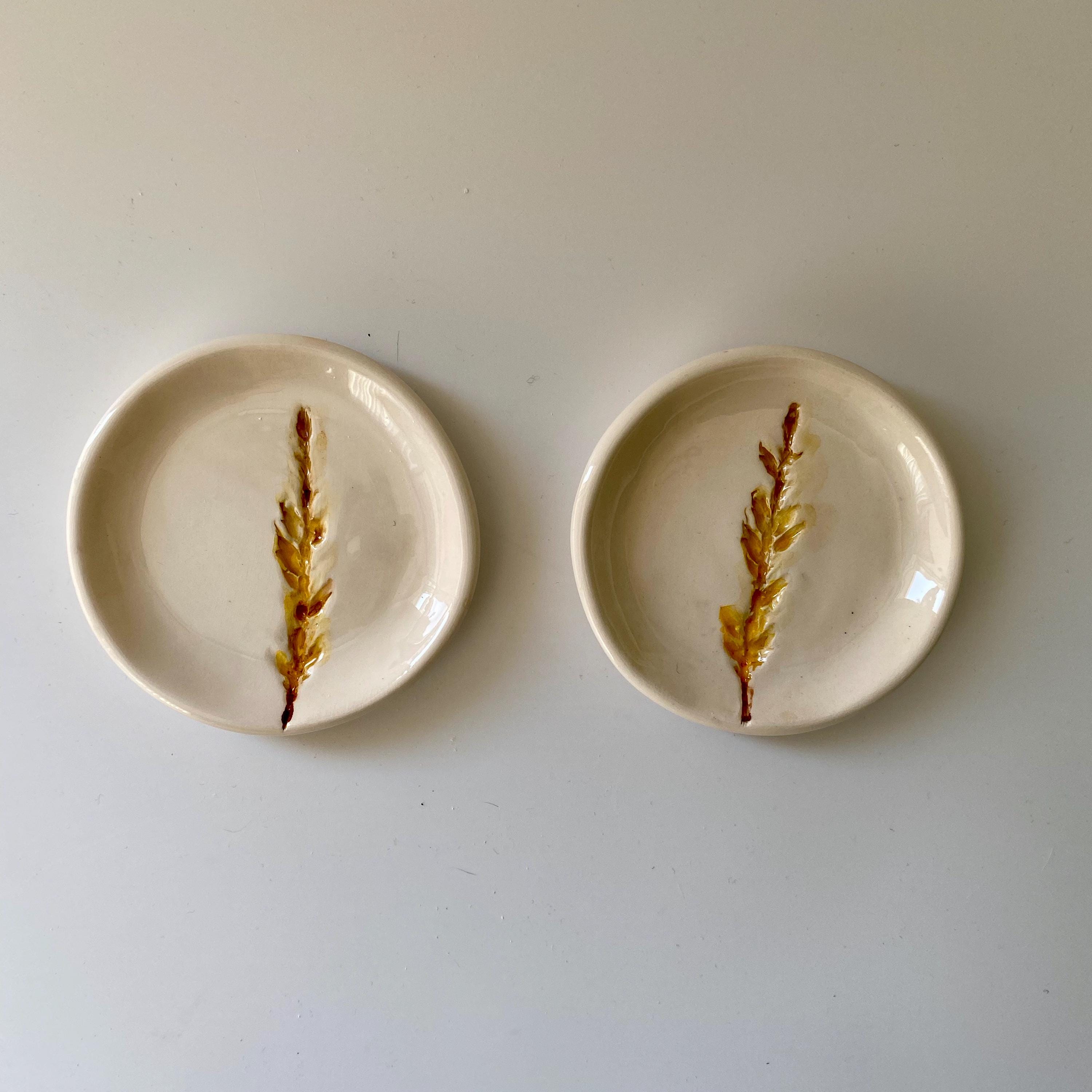 Handmade Ceramic Jewellery Dish with floral impression-zoom-5