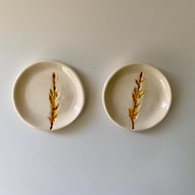 Handmade Ceramic Jewellery Dish with floral impression-zoom-