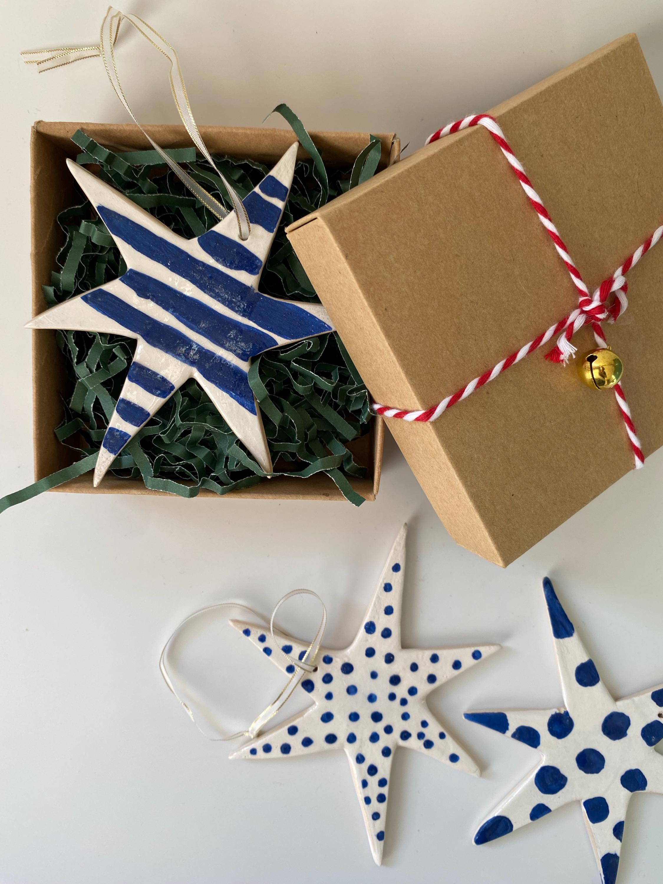Handmade Ceramic Star Ornament: Pottery Christmas Tree Decoration-zoom-7