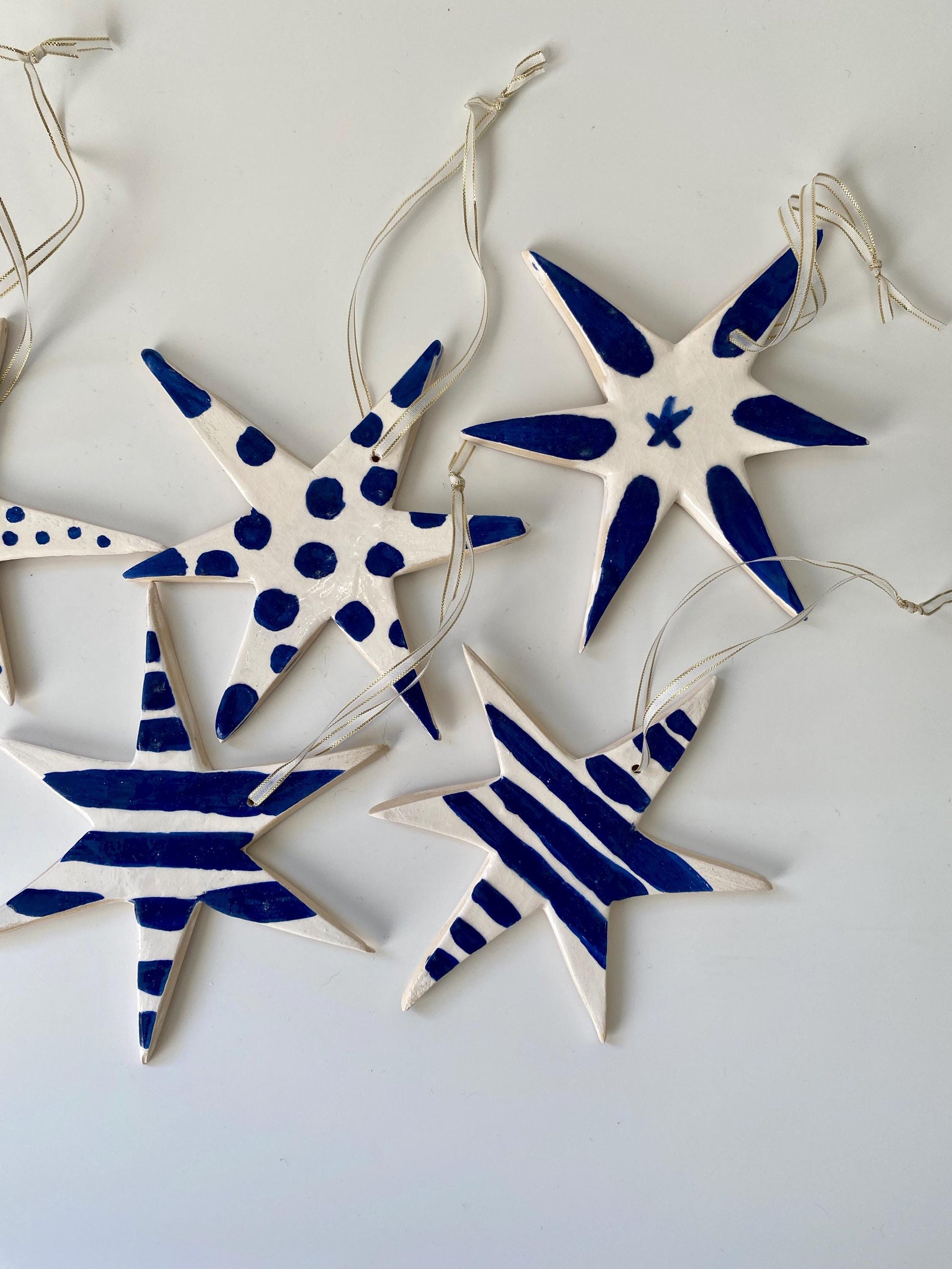 Handmade Ceramic Star Ornament: Pottery Christmas Tree Decoration-3