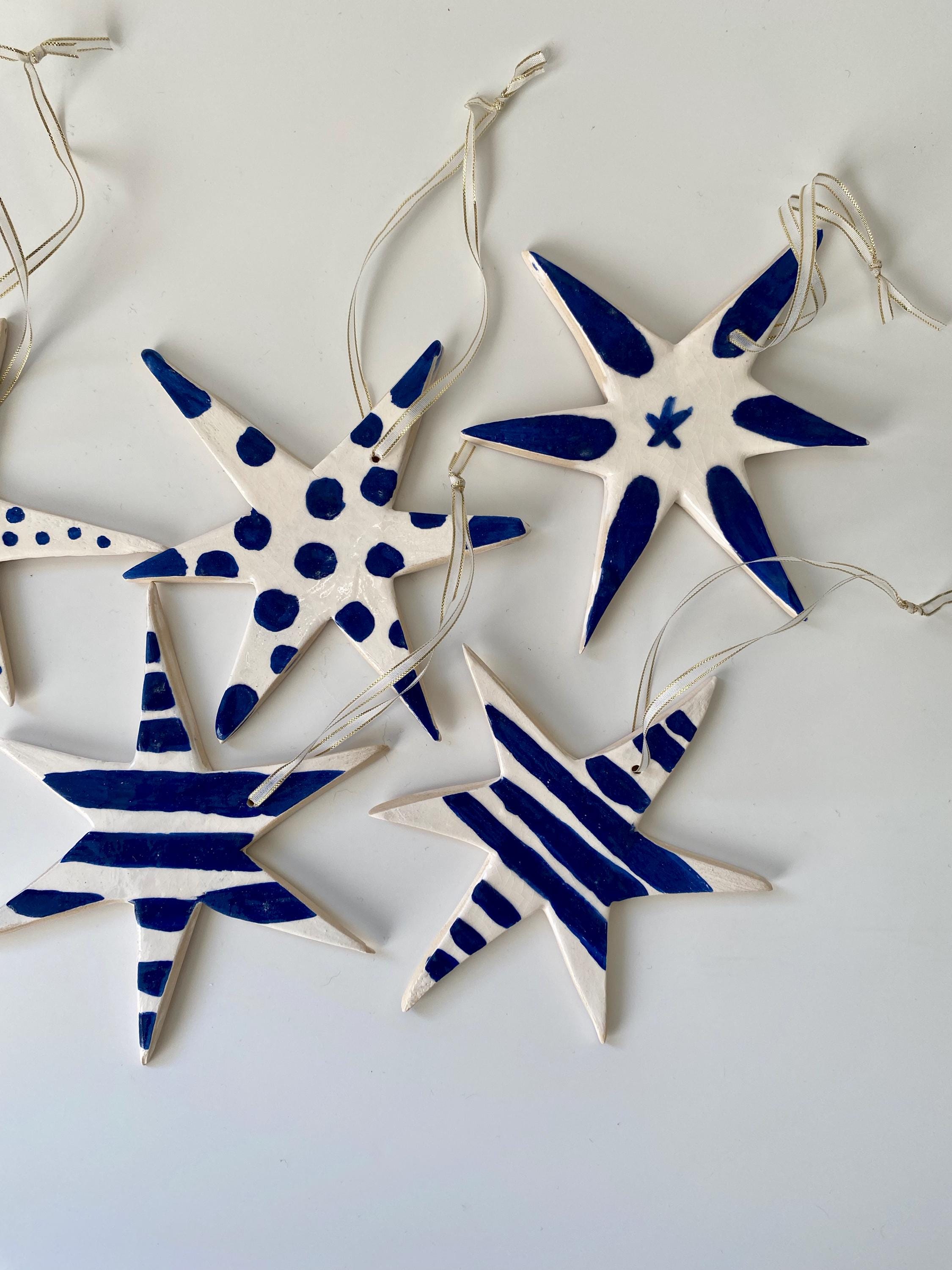 Handmade Ceramic Star Ornament: Pottery Christmas Tree Decoration-zoom-3
