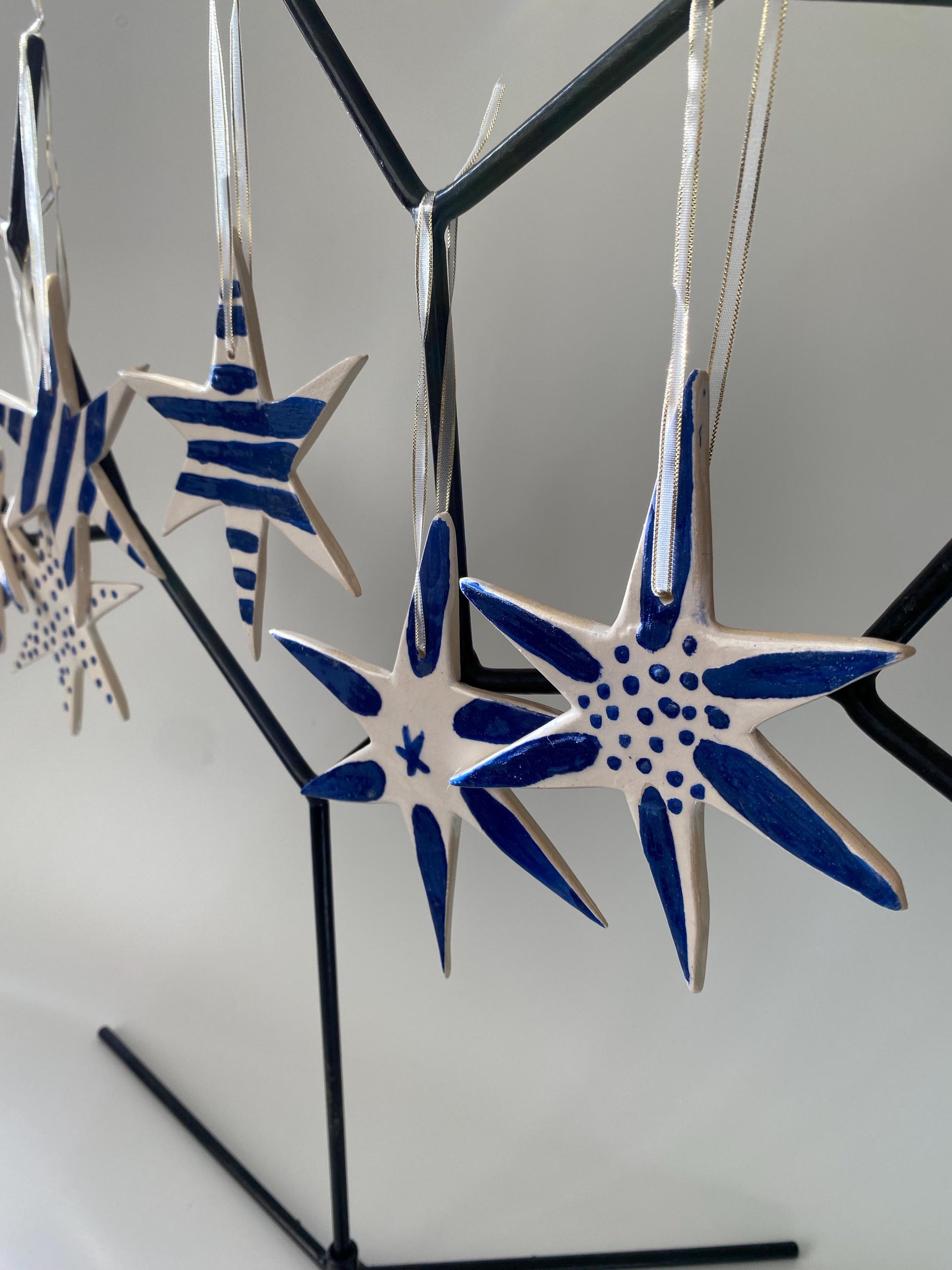 Handmade Ceramic Star Ornament: Pottery Christmas Tree Decoration-8