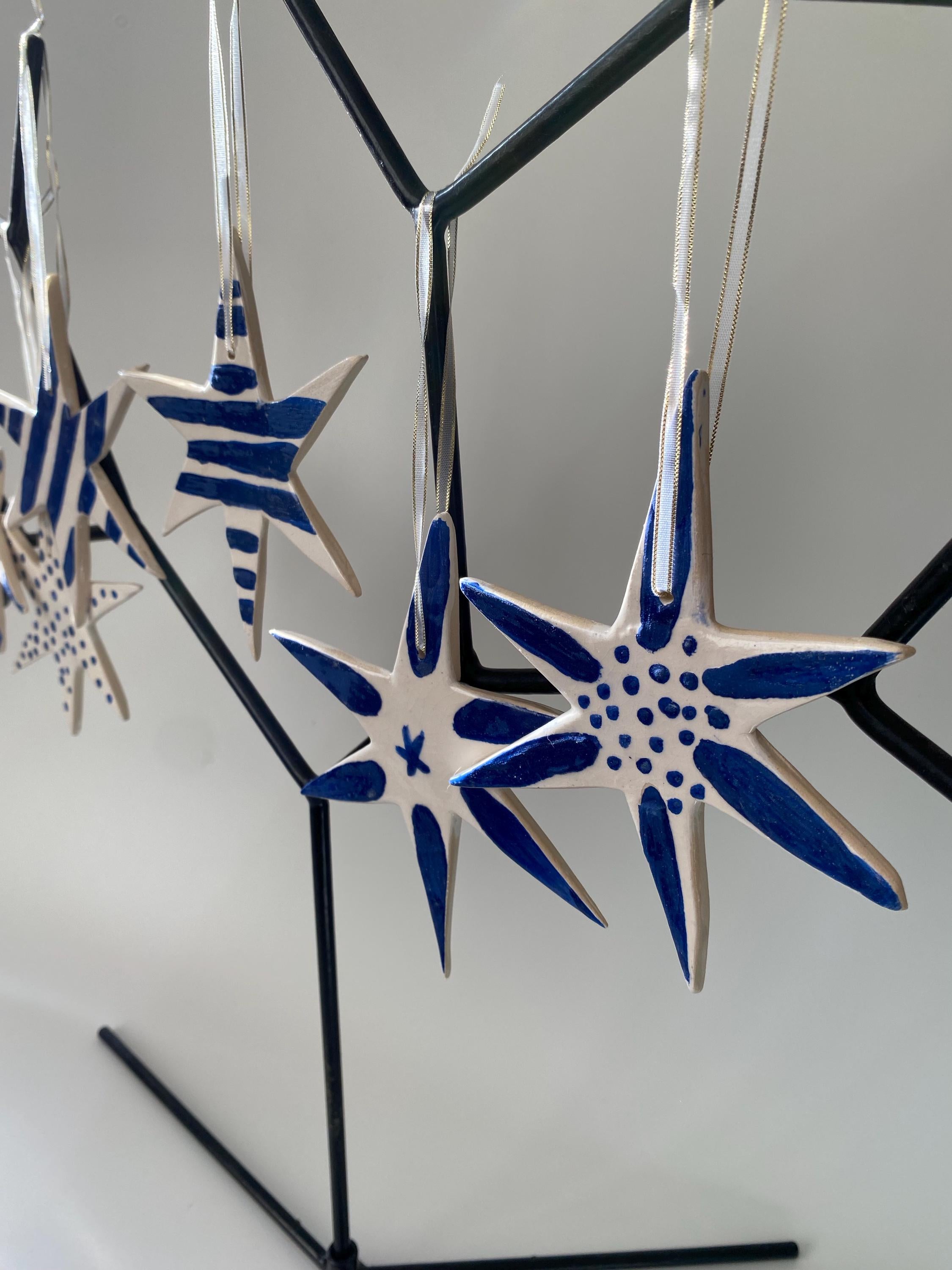 Handmade Ceramic Star Ornament: Pottery Christmas Tree Decoration-zoom-8
