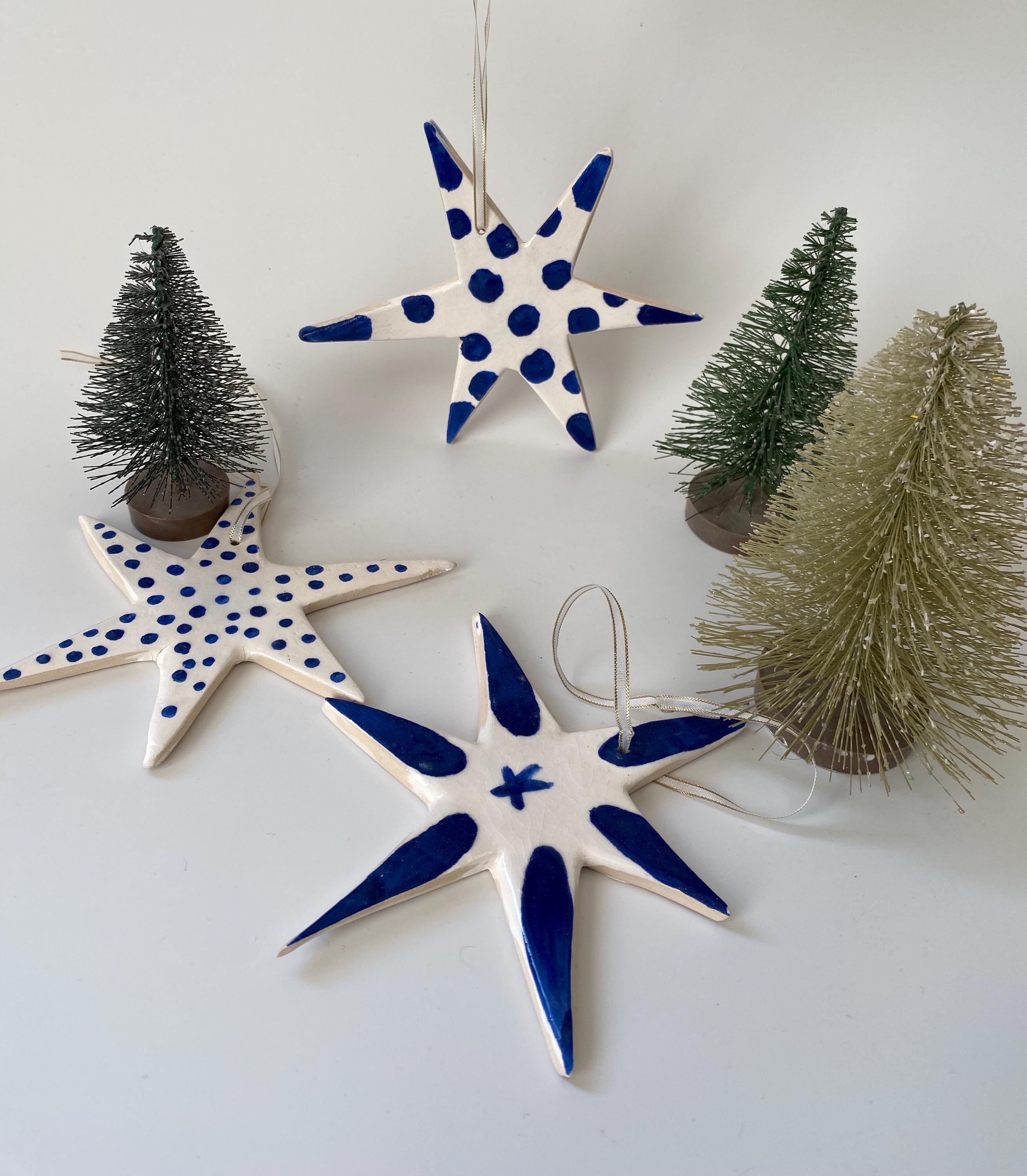 Handmade Ceramic Star Ornament: Pottery Christmas Tree Decoration