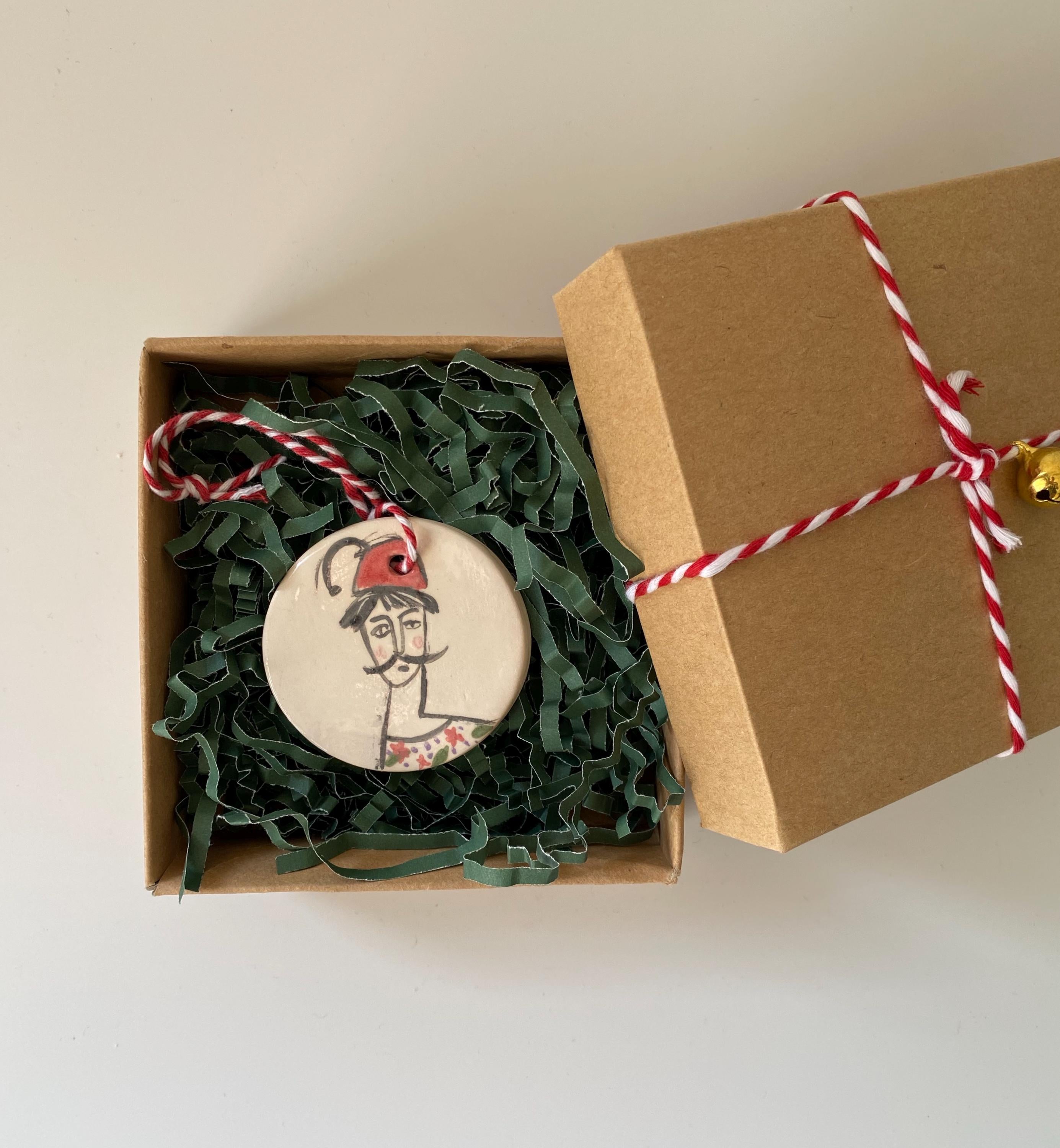 Ceramic feminist Ornament-Handmade Pottery Christmas Decoration-Christmas tree woman ornament gift-zoom-5